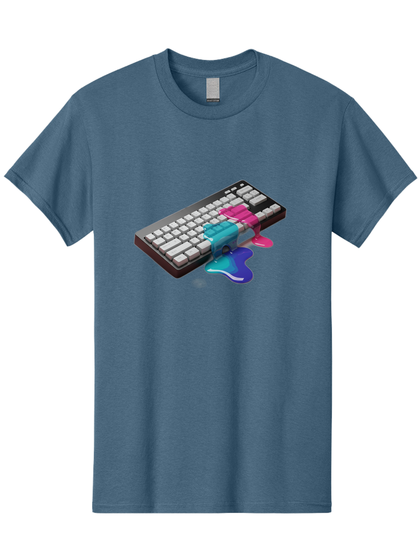 Keyboard-With-Paint-Dripping Men'S Graphic Tee, 100% Cotton, Comfortable Casual Summer Wear, Machine Washable, Vintage Camera, Old Camera, Antique Camera, Black Camera, Classic Photography, Photography Equipment, Nostalgic Device, Film Camera, Baf866