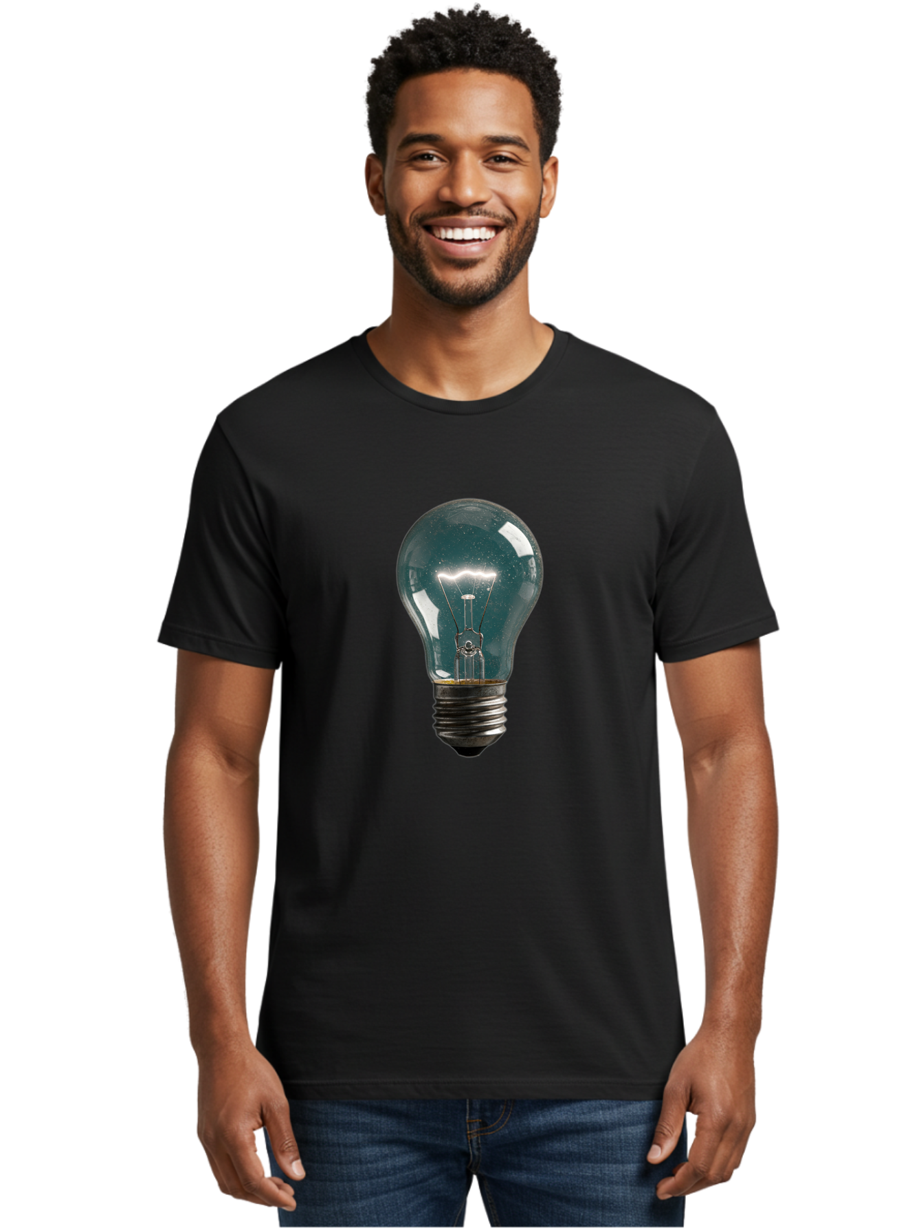 Light-Bulb-12 Men'S Graphic Tee, 100% Cotton, Comfortable Casual Summer Wear, Machine Washable, Vintage Camera, Old Camera, Antique Camera, Black Camera, Classic Photography, Photography Equipment, Nostalgic Device, Film Camera, Camera Art Baf875