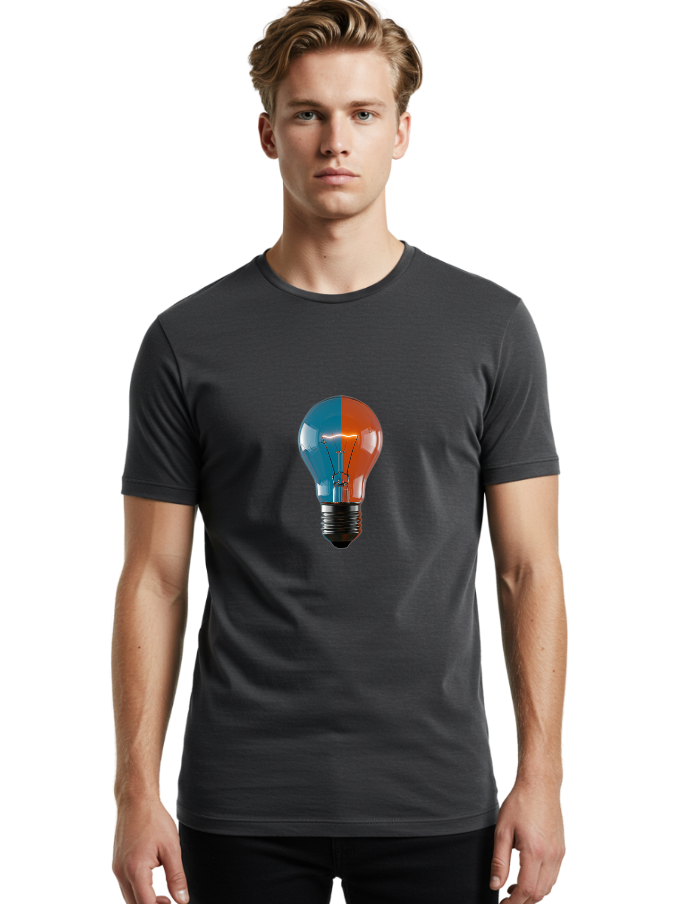 Light-Bulb-13 Men'S Graphic Tee, 100% Cotton, Comfortable Casual Summer Wear, Machine Washable, Vintage Camera, Old Camera, Antique Camera, Black Camera, Classic Photography, Photography Equipment, Nostalgic Device, Film Camera, Camera Art Baf876