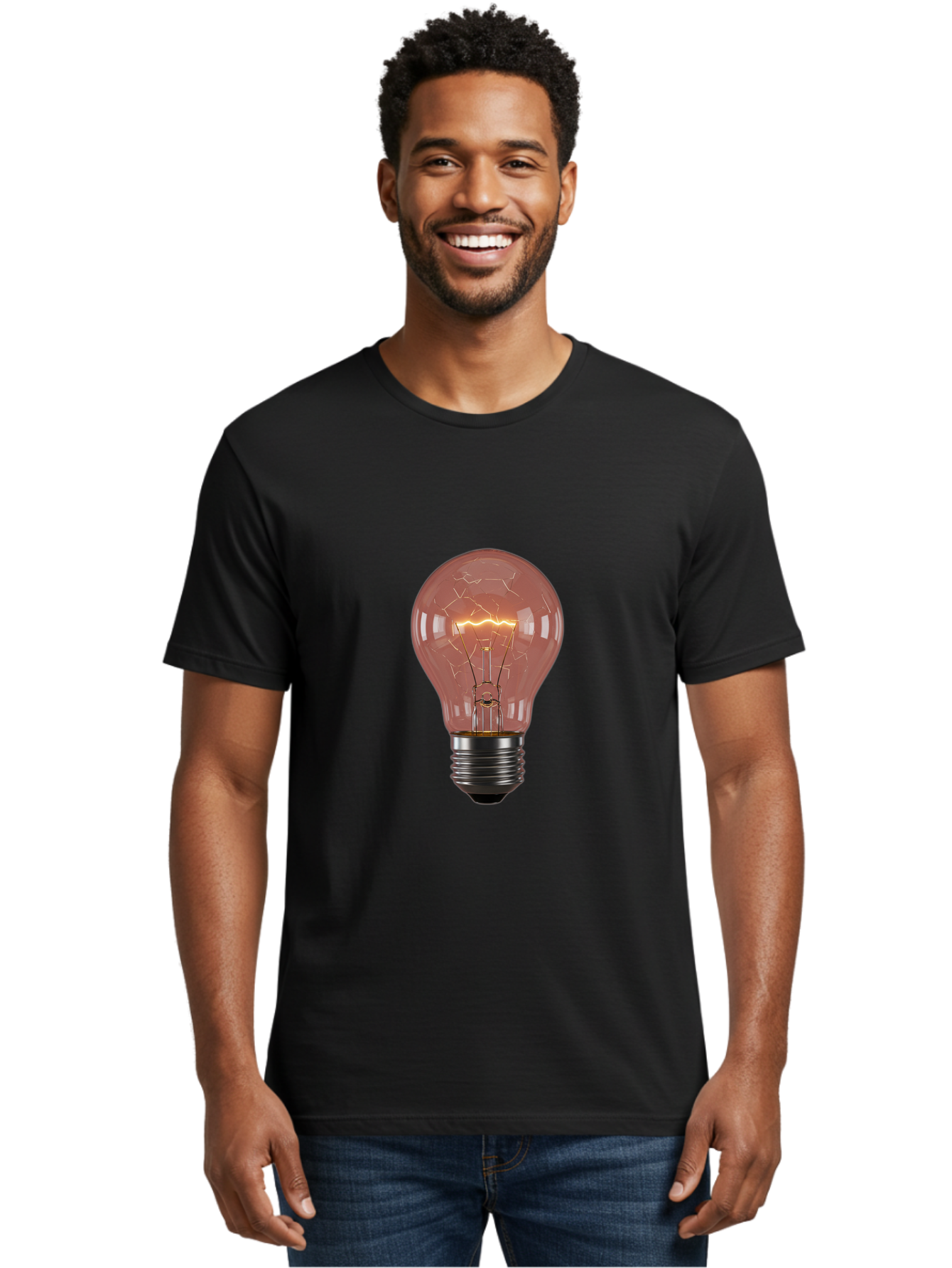 Light-Bulb-5 Men'S Graphic Tee, 100% Cotton, Comfortable Casual Summer Wear, Machine Washable, Vintage Camera, Old Camera, Antique Camera, Black Camera, Classic Photography, Photography Equipment, Nostalgic Device, Film Camera, Camera Art Baf882