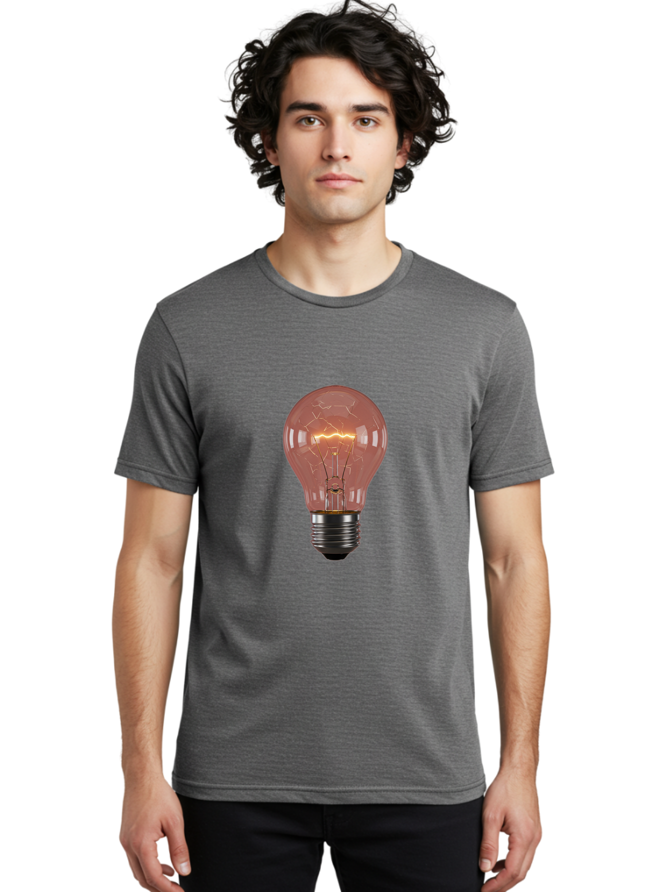 Light-Bulb-5 Men'S Graphic Tee, 100% Cotton, Comfortable Casual Summer Wear, Machine Washable, Vintage Camera, Old Camera, Antique Camera, Black Camera, Classic Photography, Photography Equipment, Nostalgic Device, Film Camera, Camera Art Baf882