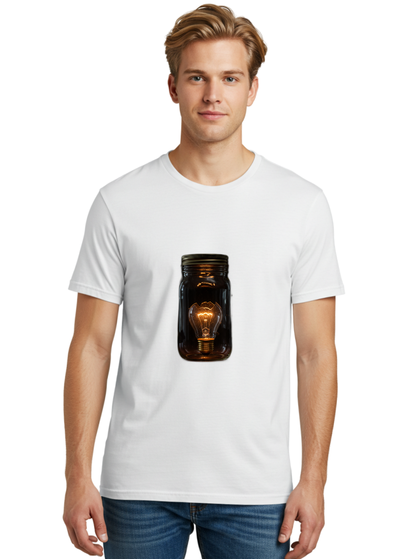 Light-Bulb-In-Mason-Jar Men'S Graphic Tee, 100% Cotton, Comfortable Casual Summer Wear, Machine Washable, Vintage Camera, Old Camera, Antique Camera, Black Camera, Classic Photography, Photography Equipment, Nostalgic Device, Film Camera, Baf887