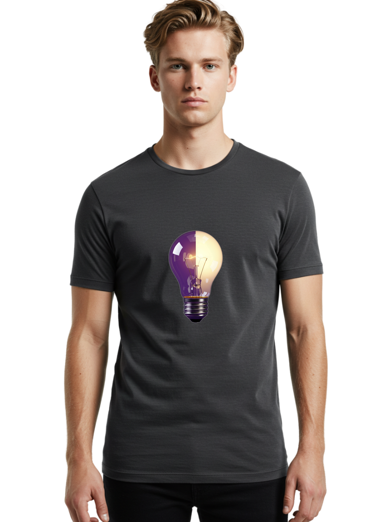 Light-Bulb-On-Off Men'S Graphic Tee, 100% Cotton, Comfortable Casual Summer Wear, Machine Washable, Vintage Camera, Old Camera, Antique Camera, Black Camera, Classic Photography, Photography Equipment, Nostalgic Device, Film Camera, Camera Art Baf888