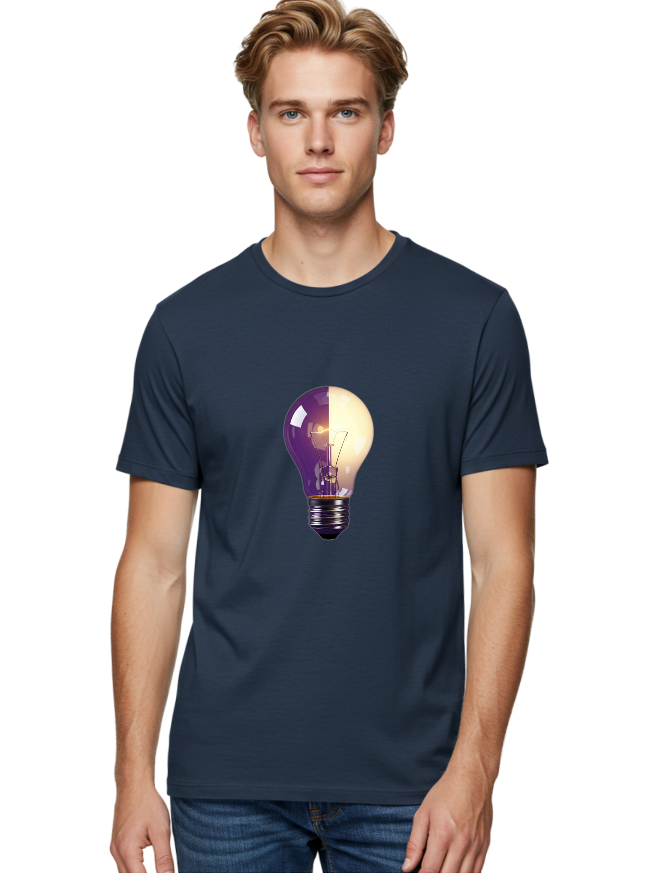 Light-Bulb-On-Off Men'S Graphic Tee, 100% Cotton, Comfortable Casual Summer Wear, Machine Washable, Vintage Camera, Old Camera, Antique Camera, Black Camera, Classic Photography, Photography Equipment, Nostalgic Device, Film Camera, Camera Art Baf888