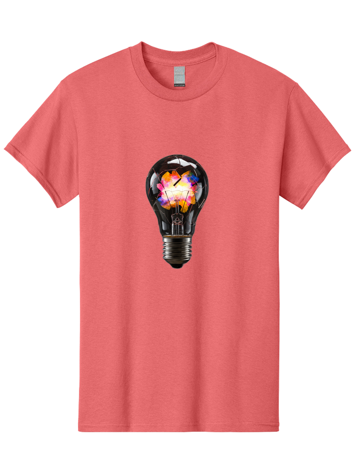 Light-Bulb-With-Colorful-Fractured-Filament Men'S Graphic Tee, 100% Cotton, Comfortable Casual Summer Wear, Machine Washable, Vintage Camera, Old Camera, Antique Camera, Black Camera, Classic Photography, Photography Equipment, Baf889