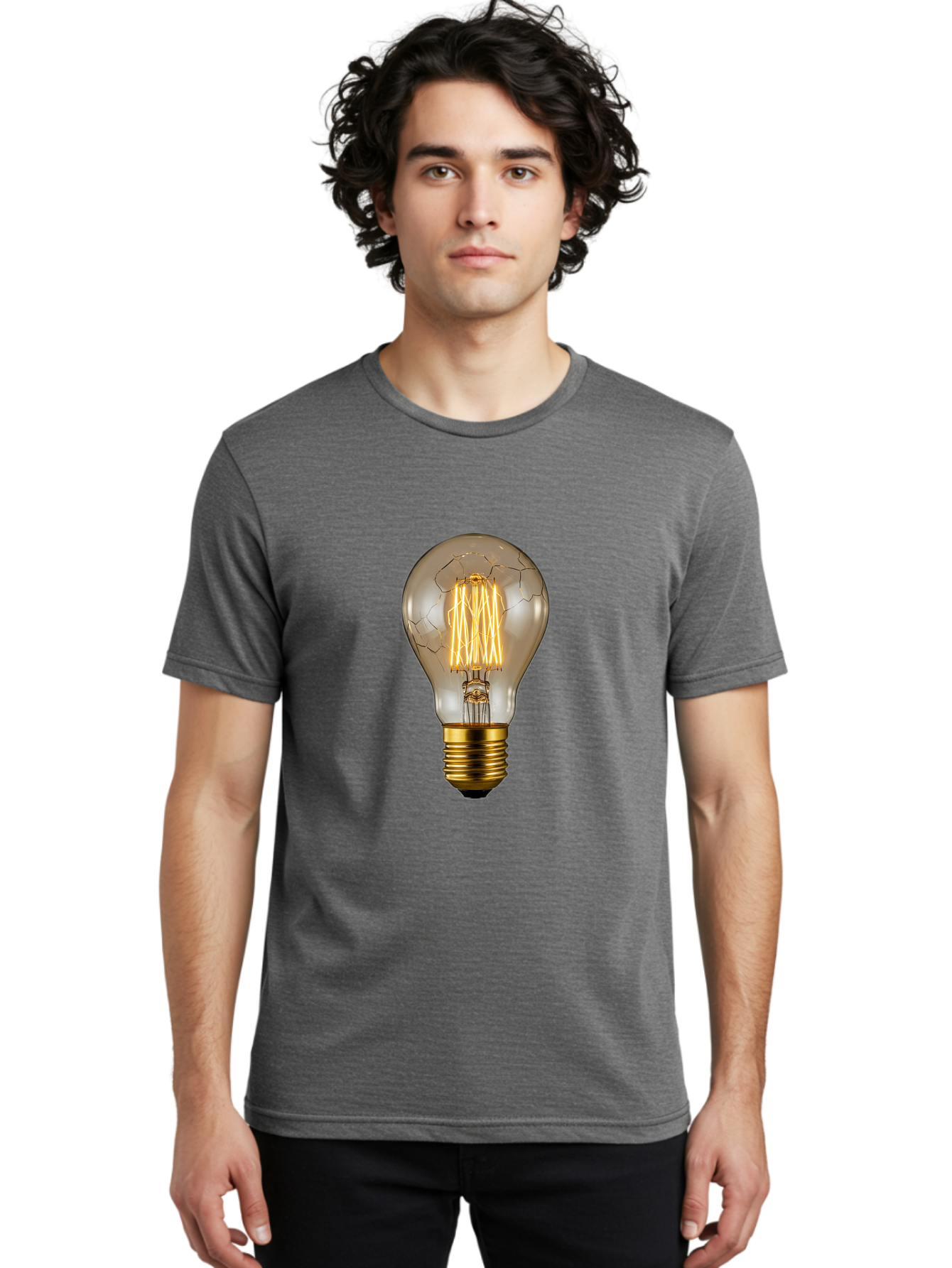 Light-Bulb Men'S Graphic Tee, 100% Cotton, Comfortable Casual Summer Wear, Machine Washable, Vintage Camera, Old Camera, Antique Camera, Black Camera, Classic Photography, Photography Equipment, Nostalgic Device, Film Camera, Camera Art Baf890