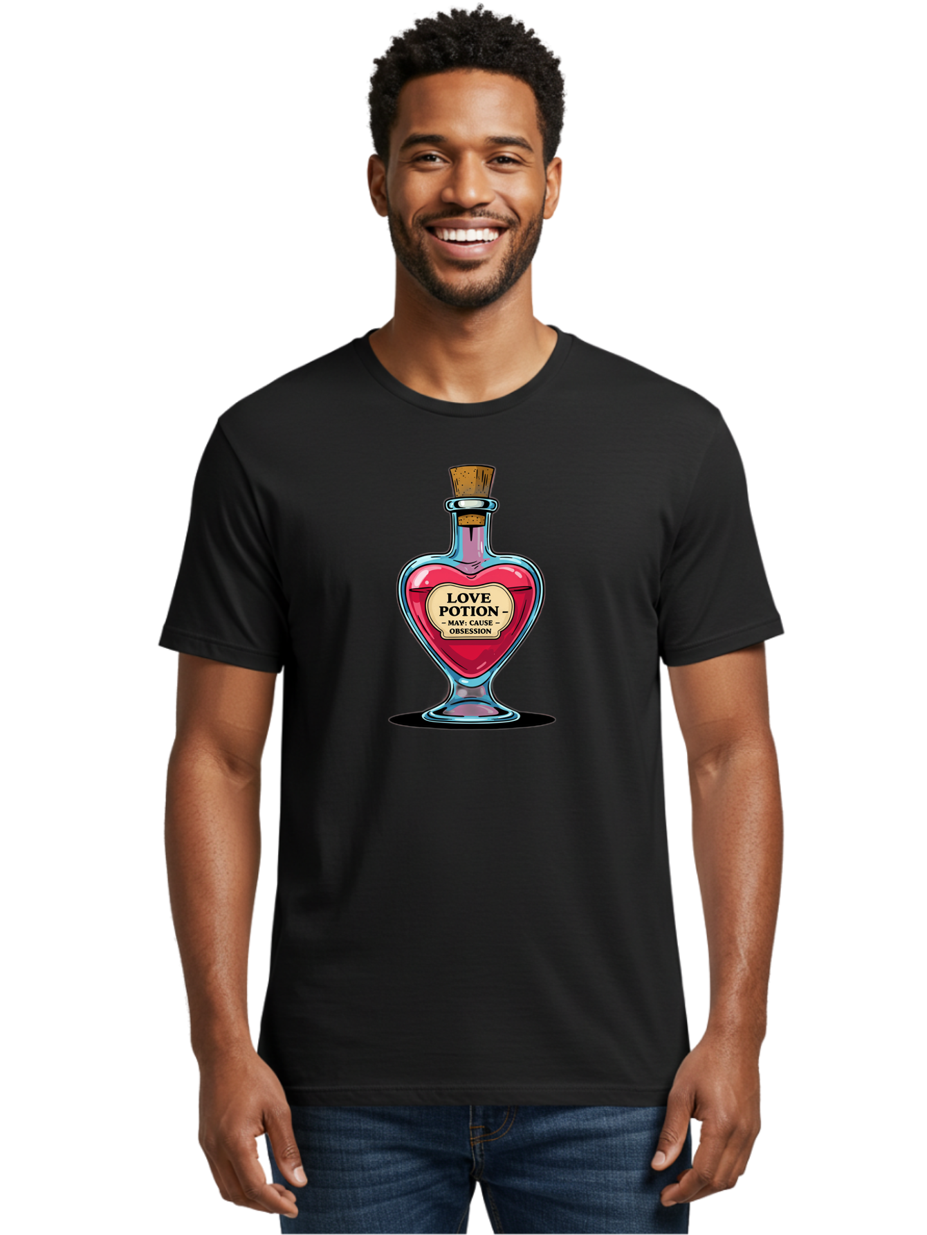 Love-Potion-Bottle Men'S Graphic Tee, 100% Cotton, Comfortable Casual Summer Wear, Machine Washable, Vintage Camera, Old Camera, Antique Camera, Black Camera, Classic Photography, Photography Equipment, Nostalgic Device, Film Camera, Baf903