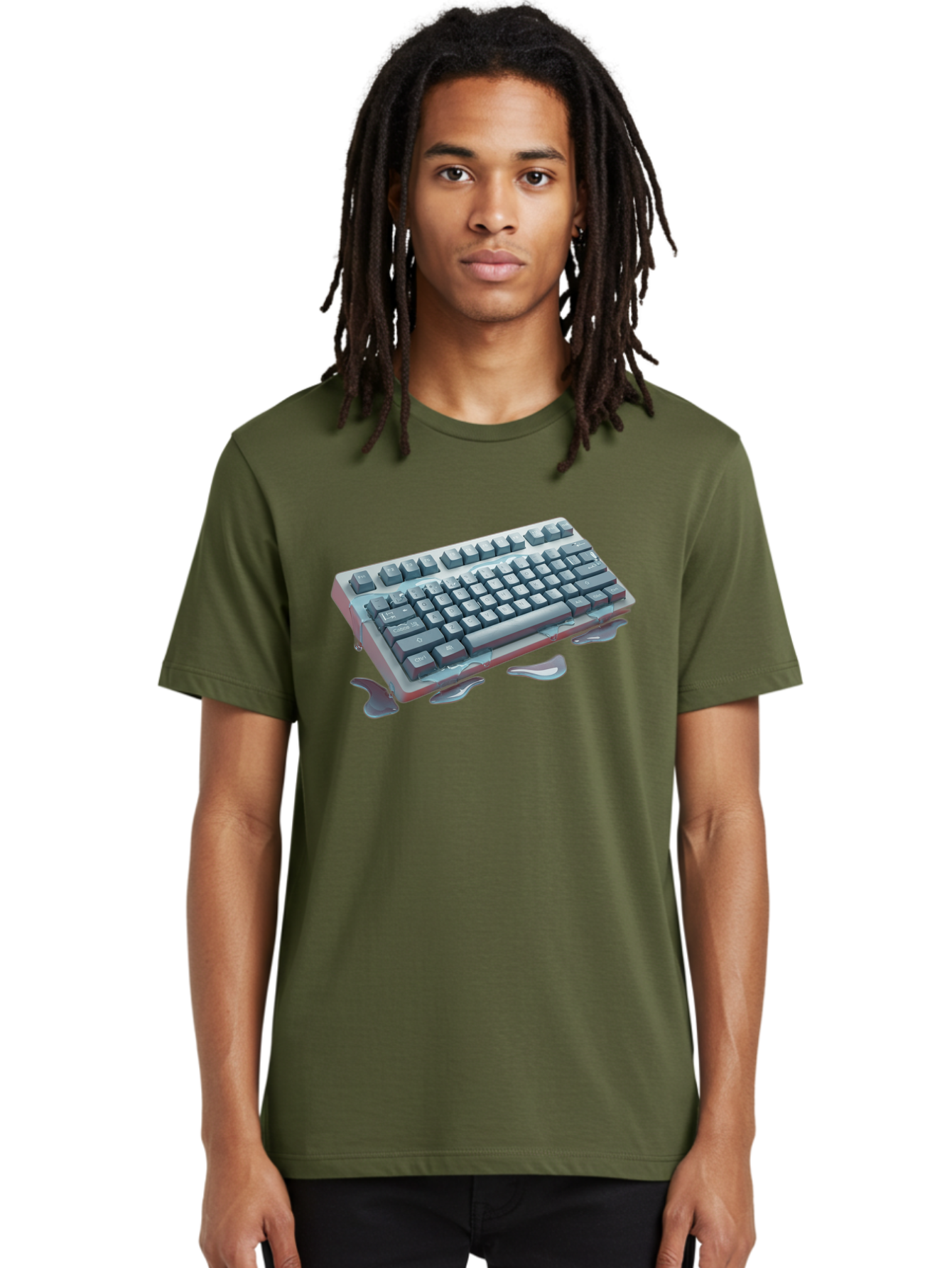 Melting-Keyboard-2 Men'S Graphic Tee, 100% Cotton, Comfortable Casual Summer Wear, Machine Washable, Vintage Camera, Old Camera, Antique Camera, Black Camera, Classic Photography, Photography Equipment, Nostalgic Device, Film Camera, Baf908