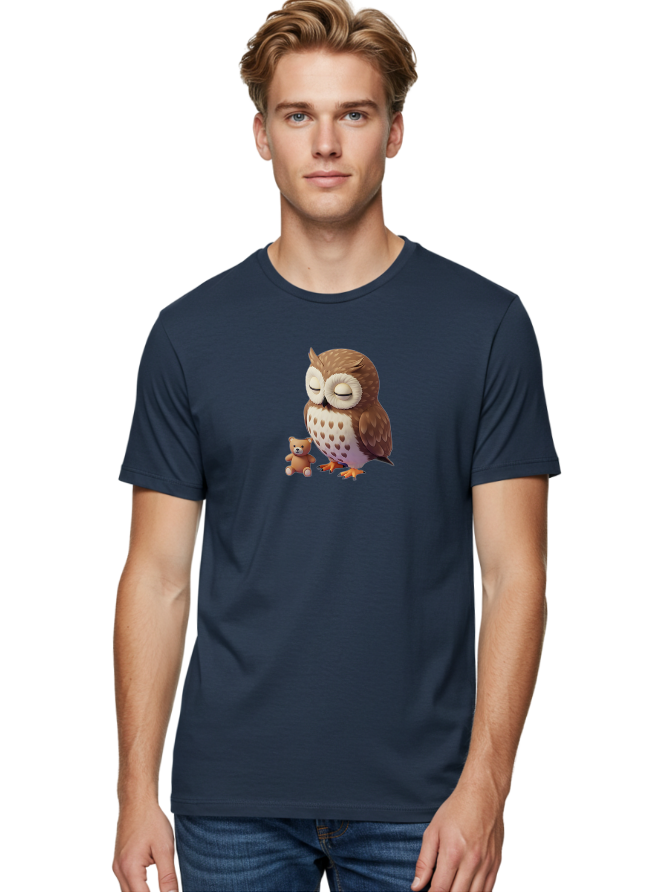 Owl-And-Teddy-1 Men'S Graphic Tee, 100% Cotton, Comfortable Casual Summer Wear, Machine Washable, Vintage Camera, Old Camera, Antique Camera, Black Camera, Classic Photography, Photography Equipment, Nostalgic Device, Film Camera, Camera Art Baf912