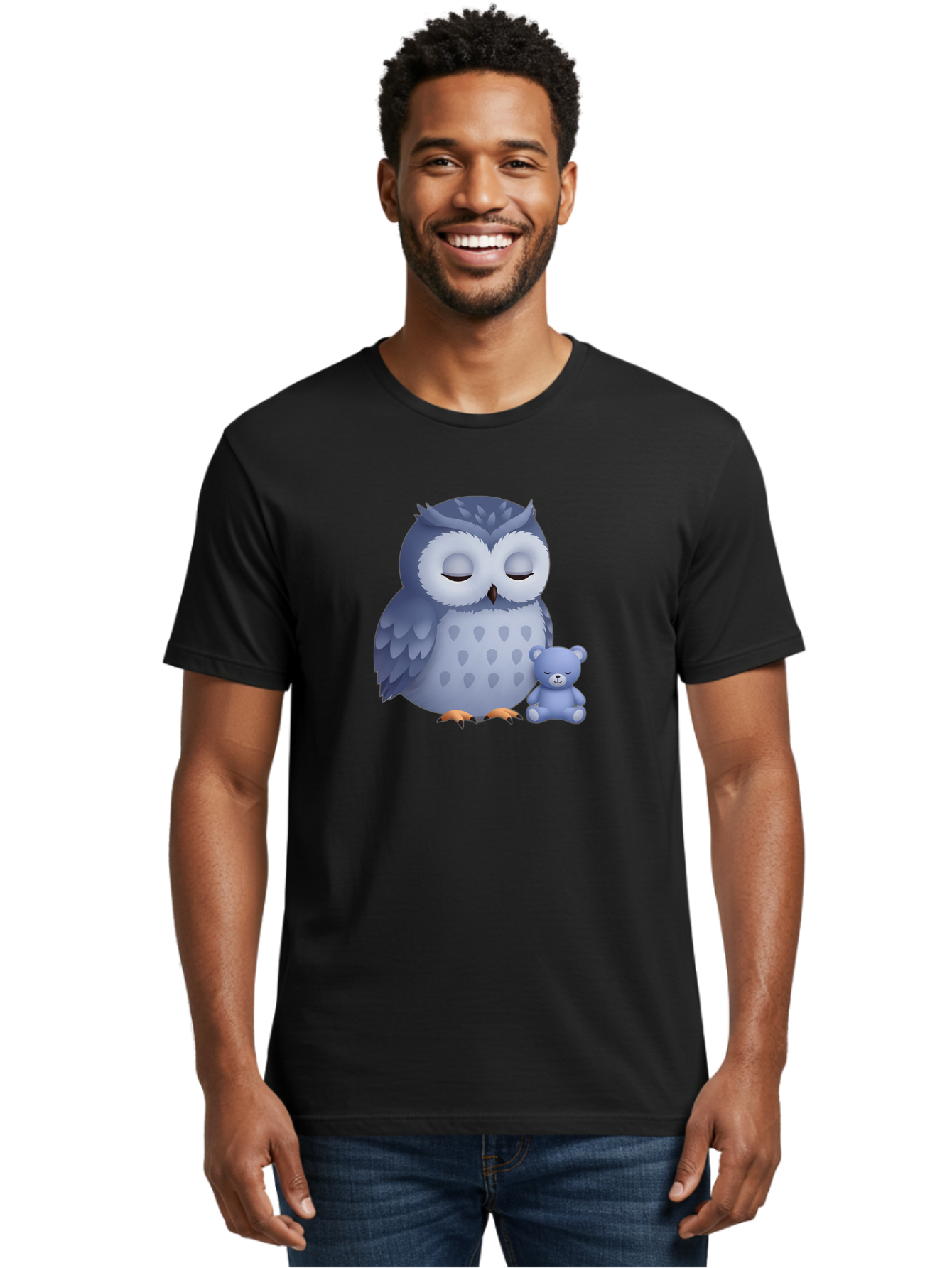 Owl-And-Teddy-2 Men'S Graphic Tee, 100% Cotton, Comfortable Casual Summer Wear, Machine Washable, Vintage Camera, Old Camera, Antique Camera, Black Camera, Classic Photography, Photography Equipment, Nostalgic Device, Film Camera, Camera Art Baf913