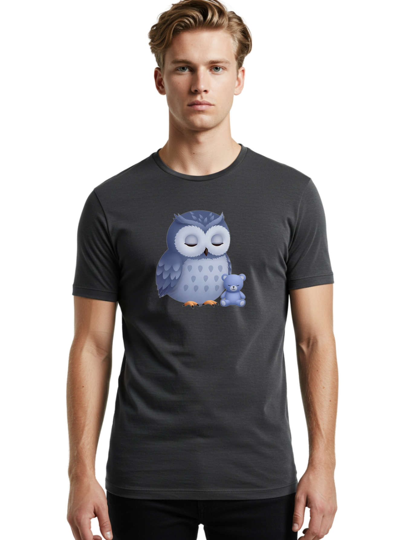Owl-And-Teddy-2 Men'S Graphic Tee, 100% Cotton, Comfortable Casual Summer Wear, Machine Washable, Vintage Camera, Old Camera, Antique Camera, Black Camera, Classic Photography, Photography Equipment, Nostalgic Device, Film Camera, Camera Art Baf913