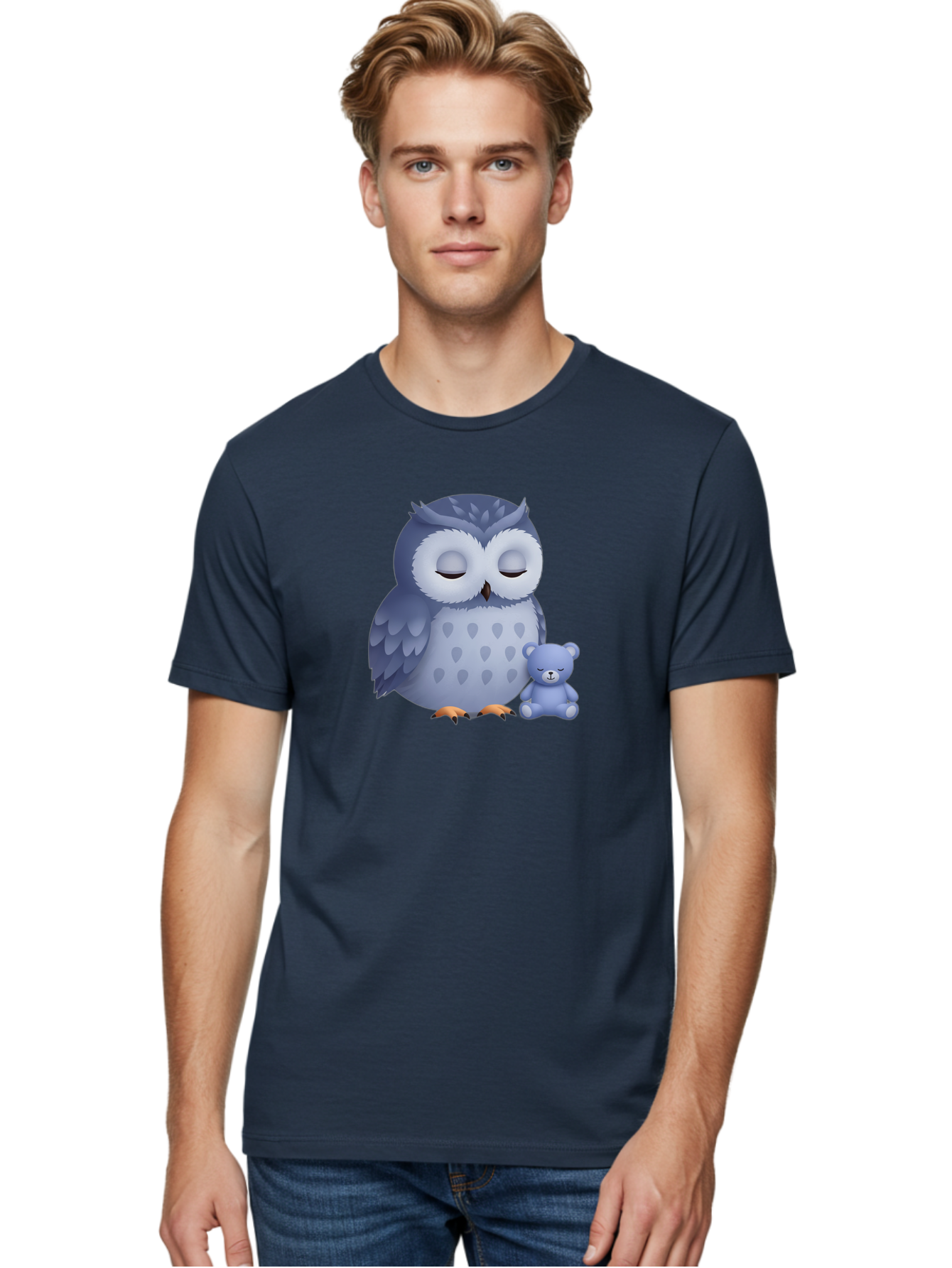 Owl-And-Teddy-2 Men'S Graphic Tee, 100% Cotton, Comfortable Casual Summer Wear, Machine Washable, Vintage Camera, Old Camera, Antique Camera, Black Camera, Classic Photography, Photography Equipment, Nostalgic Device, Film Camera, Camera Art Baf913