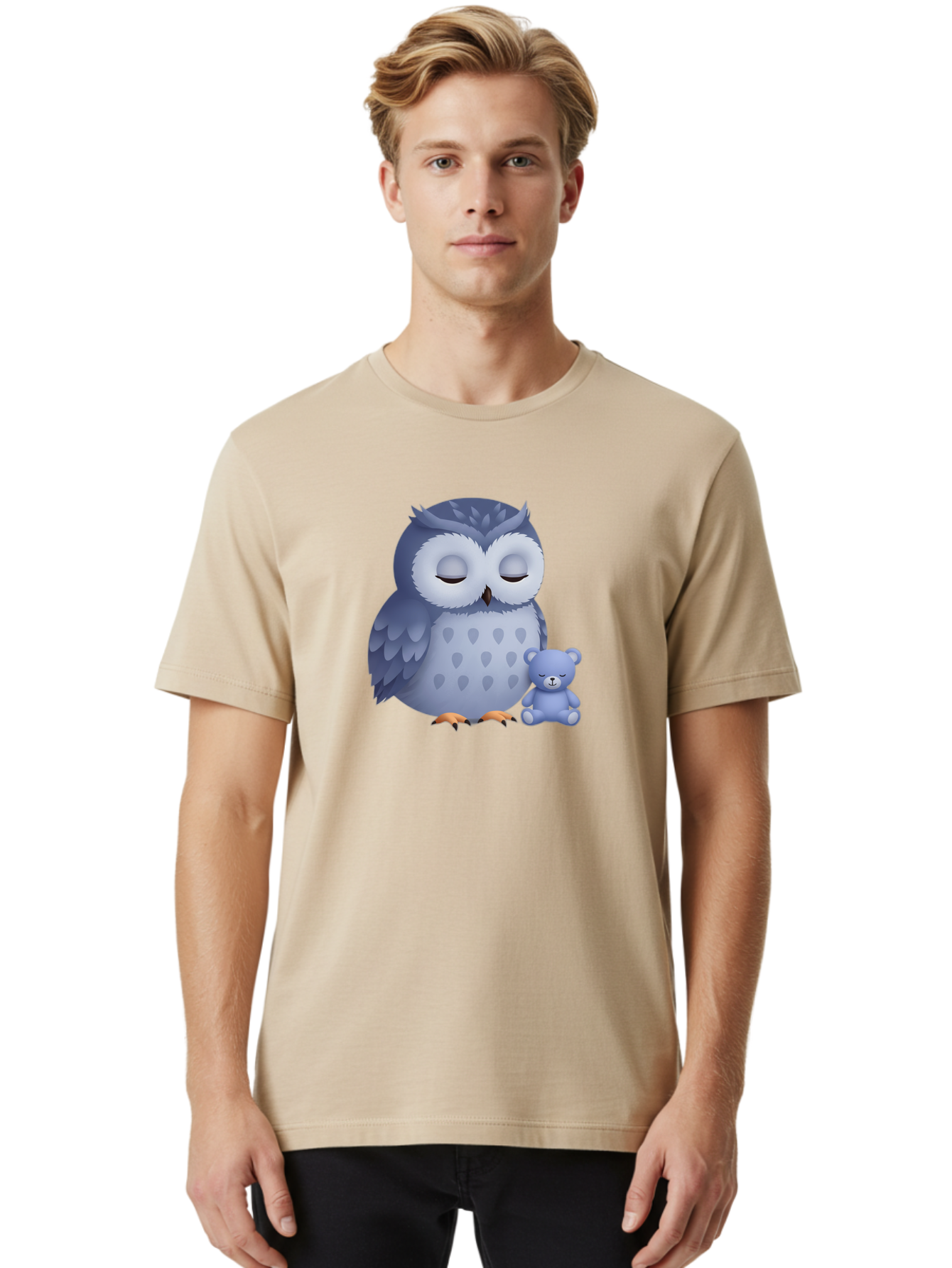 Owl-And-Teddy-2 Men'S Graphic Tee, 100% Cotton, Comfortable Casual Summer Wear, Machine Washable, Vintage Camera, Old Camera, Antique Camera, Black Camera, Classic Photography, Photography Equipment, Nostalgic Device, Film Camera, Camera Art Baf913