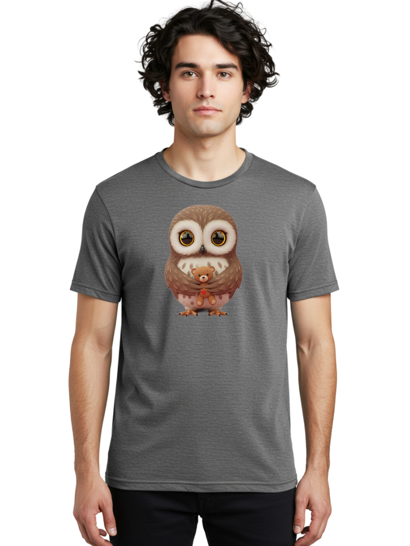 Owl-Embracing-Teddy-Bear Men'S Graphic Tee, 100% Cotton, Comfortable Casual Summer Wear, Machine Washable, Vintage Camera, Old Camera, Antique Camera, Black Camera, Classic Photography, Photography Equipment, Nostalgic Device, Film Camera, Baf917