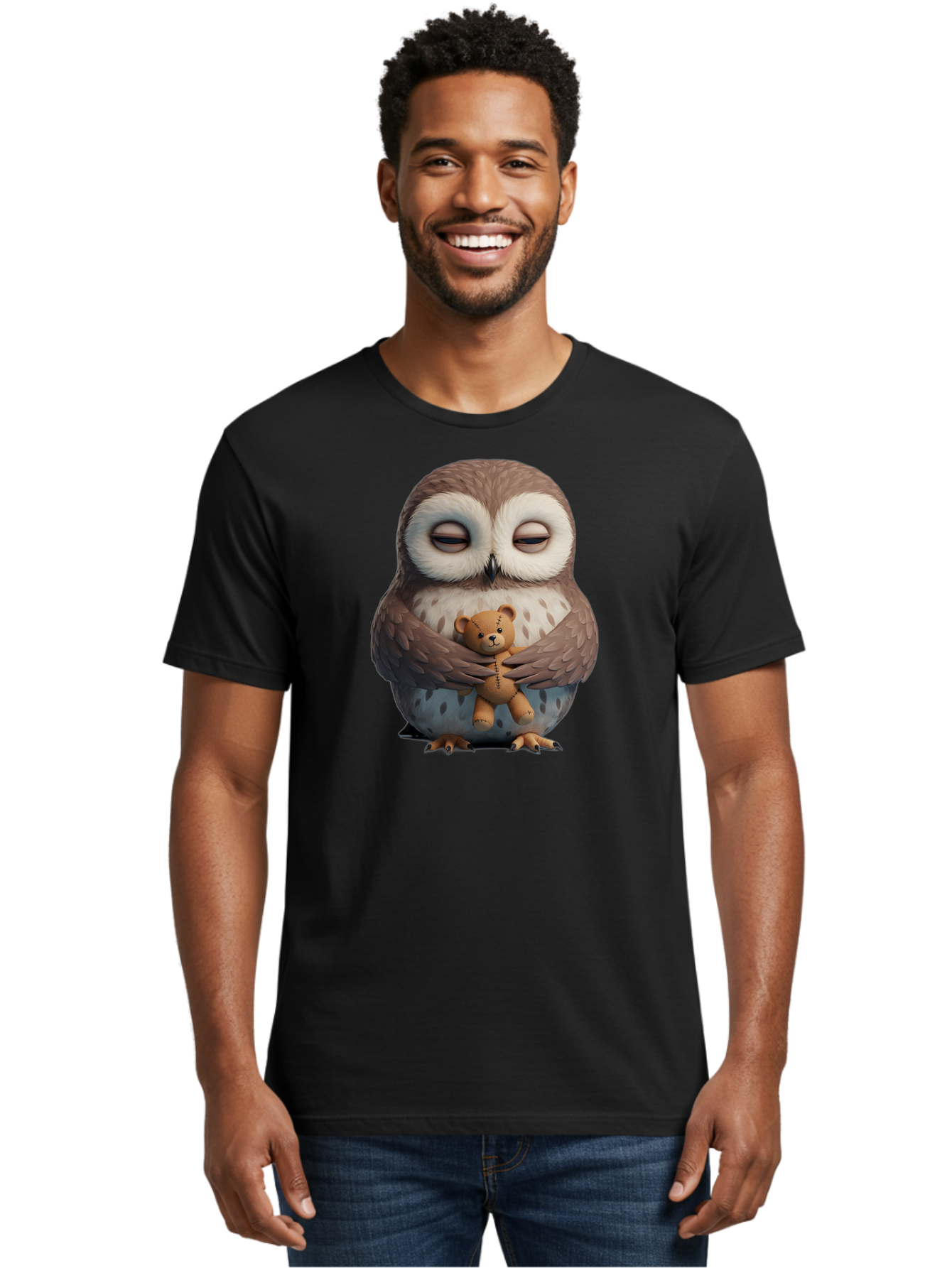 Owl-Holding-Teddy Men'S Graphic Tee, 100% Cotton, Comfortable Casual Summer Wear, Machine Washable, Vintage Camera, Old Camera, Antique Camera, Black Camera, Classic Photography, Photography Equipment, Nostalgic Device, Film Camera, Camera Art Baf918