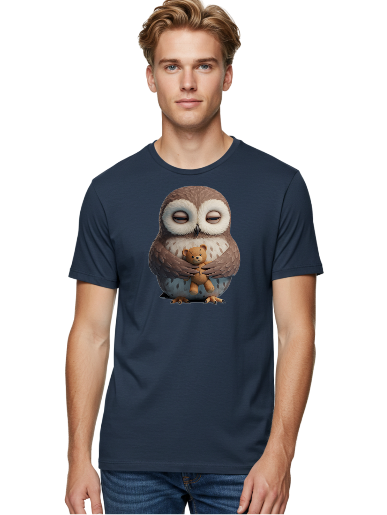 Owl-Holding-Teddy Men'S Graphic Tee, 100% Cotton, Comfortable Casual Summer Wear, Machine Washable, Vintage Camera, Old Camera, Antique Camera, Black Camera, Classic Photography, Photography Equipment, Nostalgic Device, Film Camera, Camera Art Baf918