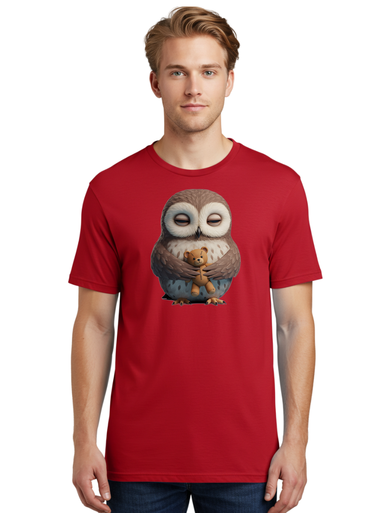 Owl-Holding-Teddy Men'S Graphic Tee, 100% Cotton, Comfortable Casual Summer Wear, Machine Washable, Vintage Camera, Old Camera, Antique Camera, Black Camera, Classic Photography, Photography Equipment, Nostalgic Device, Film Camera, Camera Art Baf918