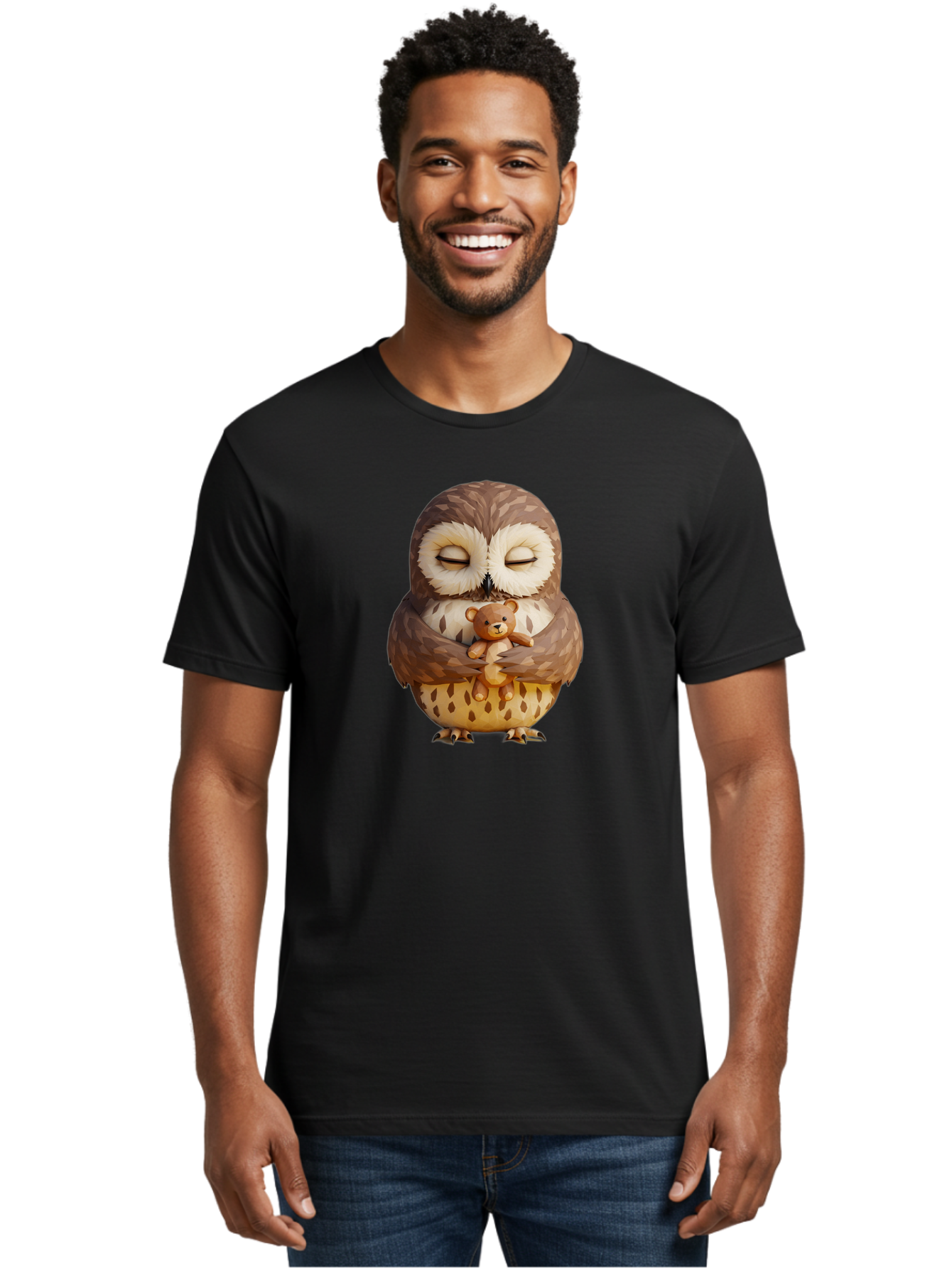 Owl-Hugging-Teddy-1 Men'S Graphic Tee, 100% Cotton, Comfortable Casual Summer Wear, Machine Washable, Vintage Camera, Old Camera, Antique Camera, Black Camera, Classic Photography, Photography Equipment, Nostalgic Device, Film Camera, Baf919