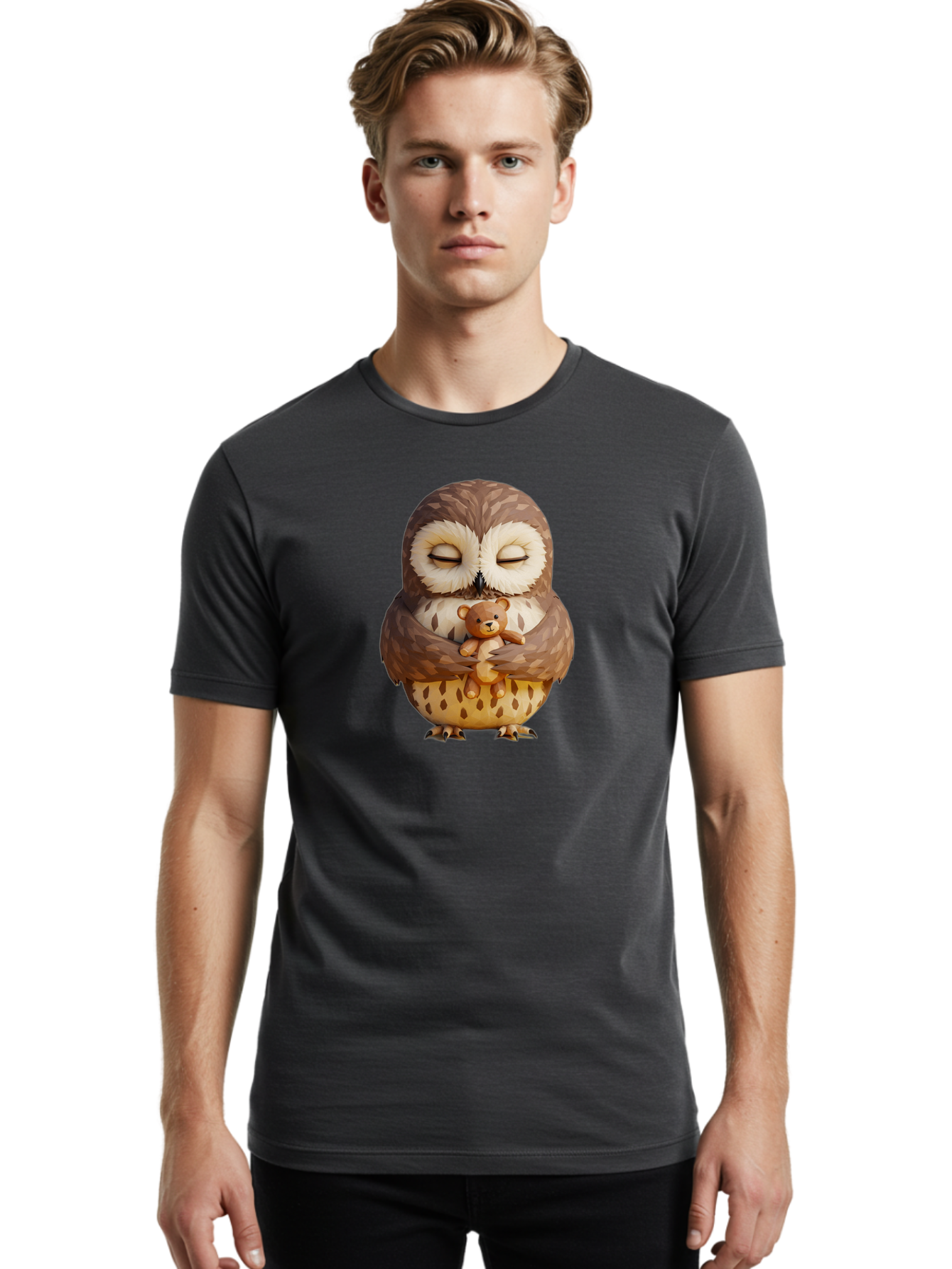 Owl-Hugging-Teddy-1 Men'S Graphic Tee, 100% Cotton, Comfortable Casual Summer Wear, Machine Washable, Vintage Camera, Old Camera, Antique Camera, Black Camera, Classic Photography, Photography Equipment, Nostalgic Device, Film Camera, Baf919