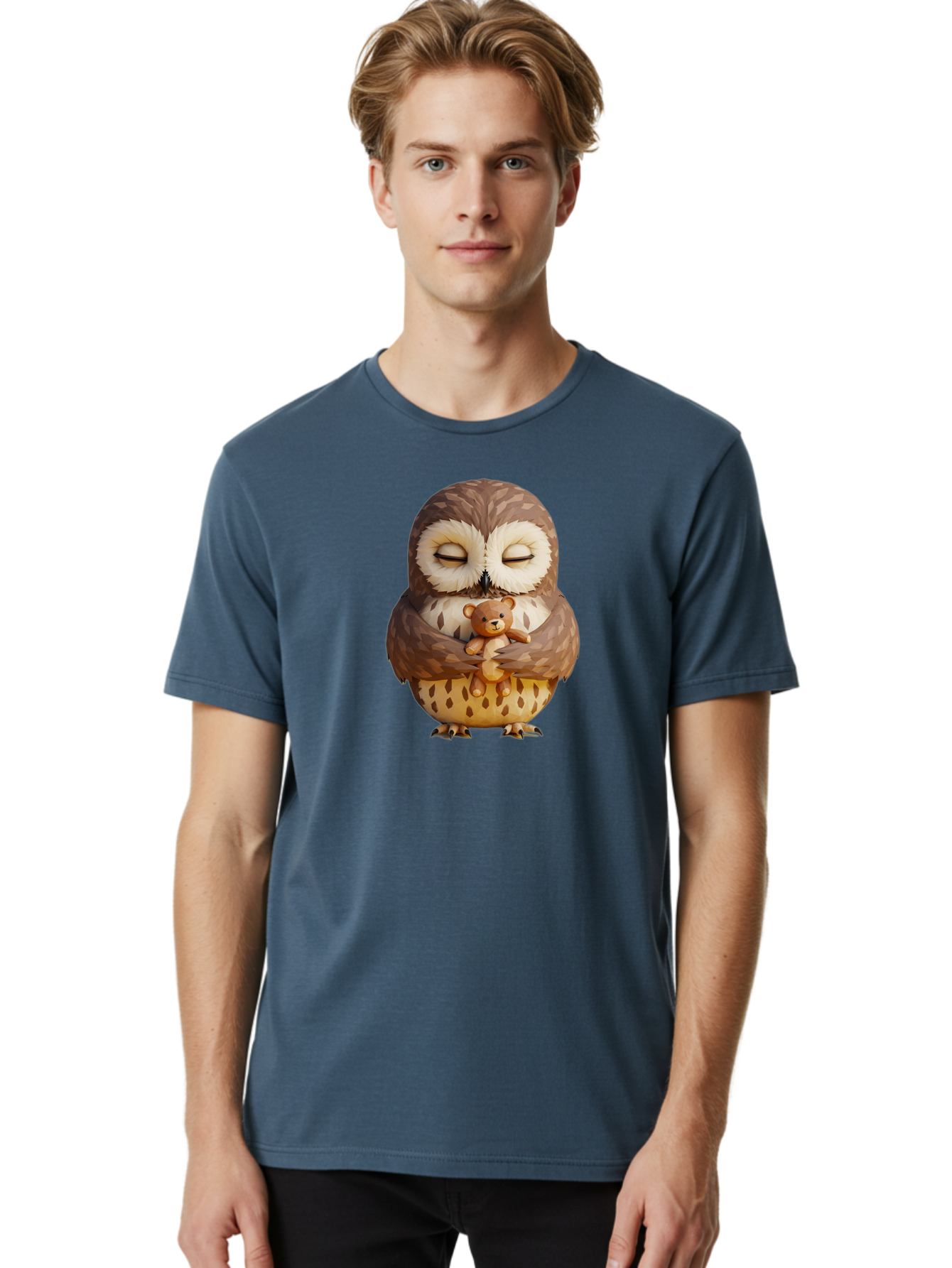 Owl-Hugging-Teddy-1 Men'S Graphic Tee, 100% Cotton, Comfortable Casual Summer Wear, Machine Washable, Vintage Camera, Old Camera, Antique Camera, Black Camera, Classic Photography, Photography Equipment, Nostalgic Device, Film Camera, Baf919