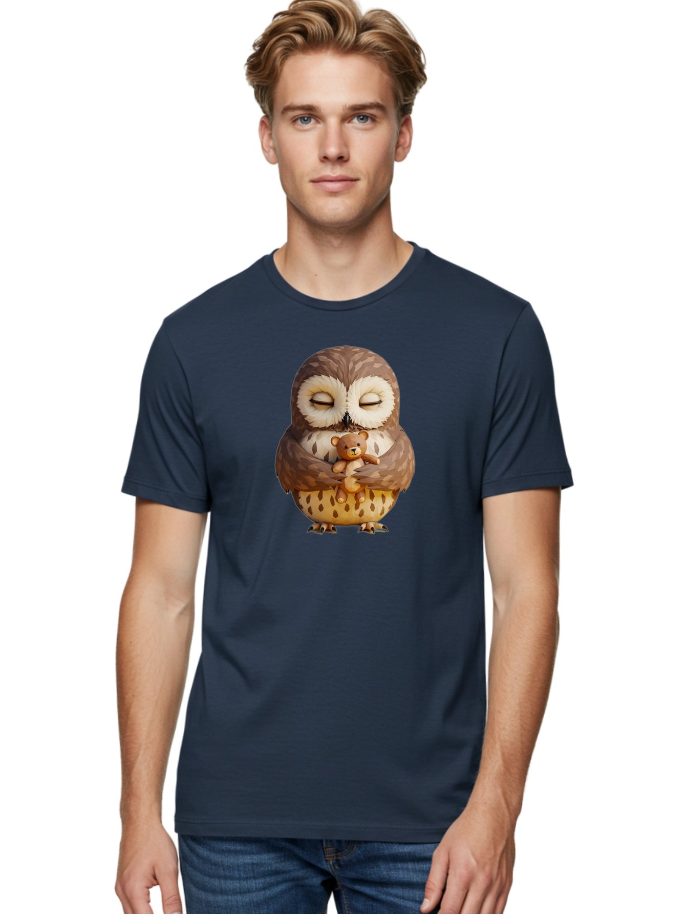 Owl-Hugging-Teddy-1 Men'S Graphic Tee, 100% Cotton, Comfortable Casual Summer Wear, Machine Washable, Vintage Camera, Old Camera, Antique Camera, Black Camera, Classic Photography, Photography Equipment, Nostalgic Device, Film Camera, Baf919