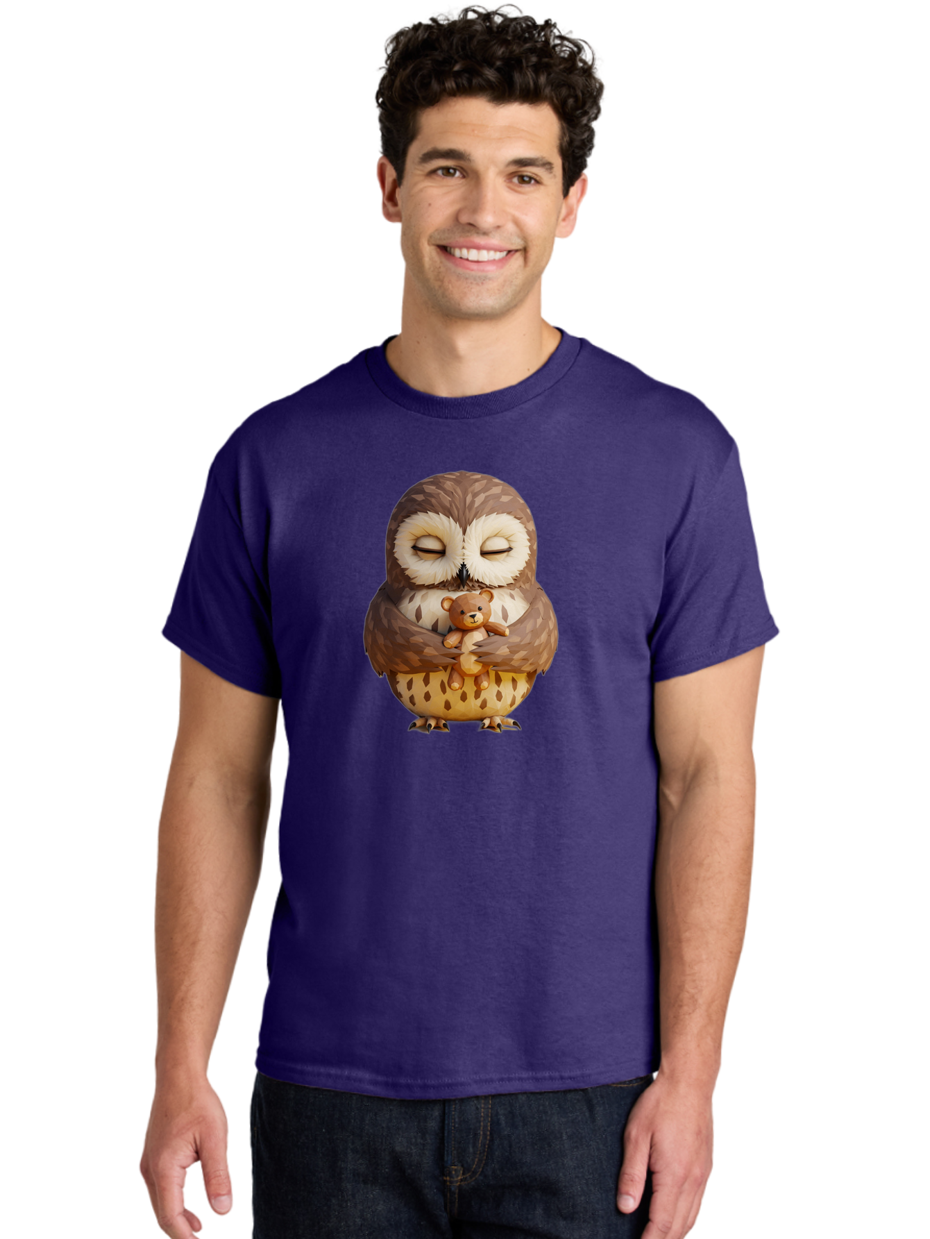 Owl-Hugging-Teddy-1 Men'S Graphic Tee, 100% Cotton, Comfortable Casual Summer Wear, Machine Washable, Vintage Camera, Old Camera, Antique Camera, Black Camera, Classic Photography, Photography Equipment, Nostalgic Device, Film Camera, Baf919