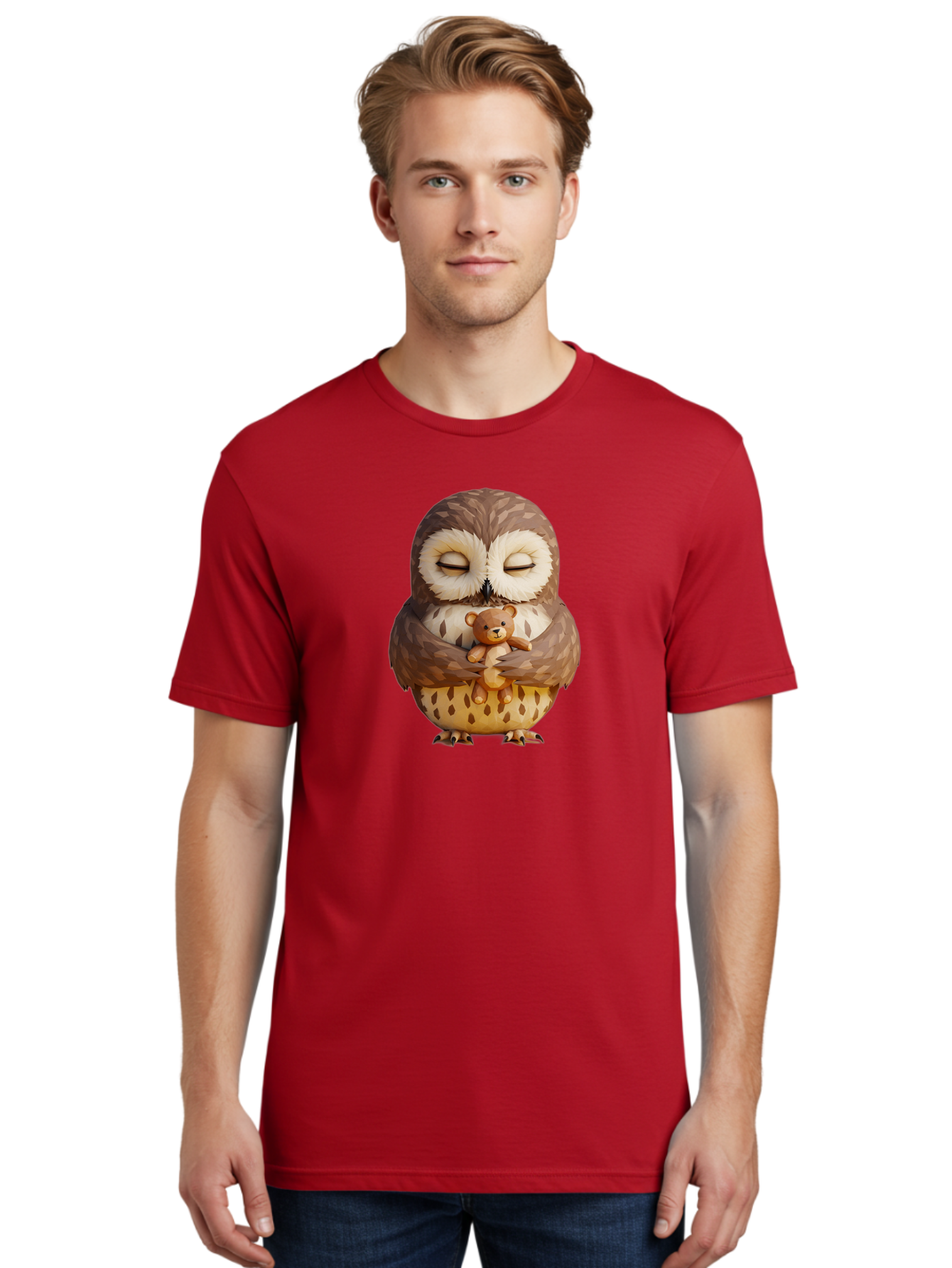 Owl-Hugging-Teddy-1 Men'S Graphic Tee, 100% Cotton, Comfortable Casual Summer Wear, Machine Washable, Vintage Camera, Old Camera, Antique Camera, Black Camera, Classic Photography, Photography Equipment, Nostalgic Device, Film Camera, Baf919