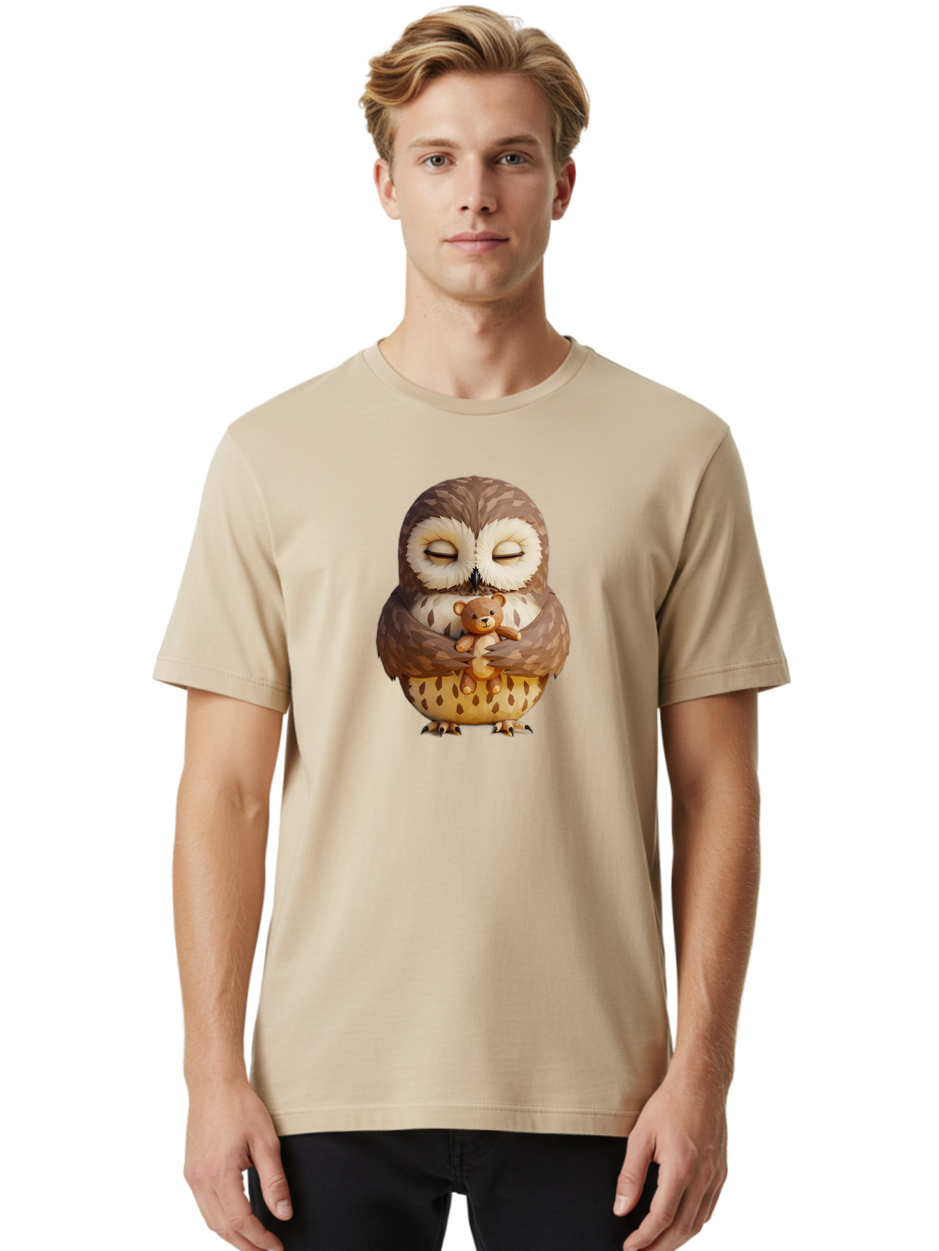 Owl-Hugging-Teddy-1 Men'S Graphic Tee, 100% Cotton, Comfortable Casual Summer Wear, Machine Washable, Vintage Camera, Old Camera, Antique Camera, Black Camera, Classic Photography, Photography Equipment, Nostalgic Device, Film Camera, Baf919