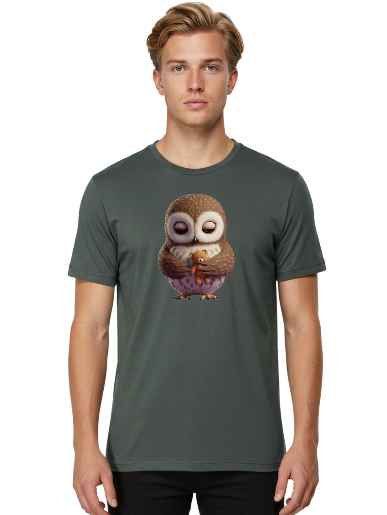 Owl-Hugging-Teddy-2 Men'S Graphic Tee, 100% Cotton, Comfortable Casual Summer Wear, Machine Washable, Vintage Camera, Old Camera, Antique Camera, Black Camera, Classic Photography, Photography Equipment, Nostalgic Device, Film Camera, Baf920
