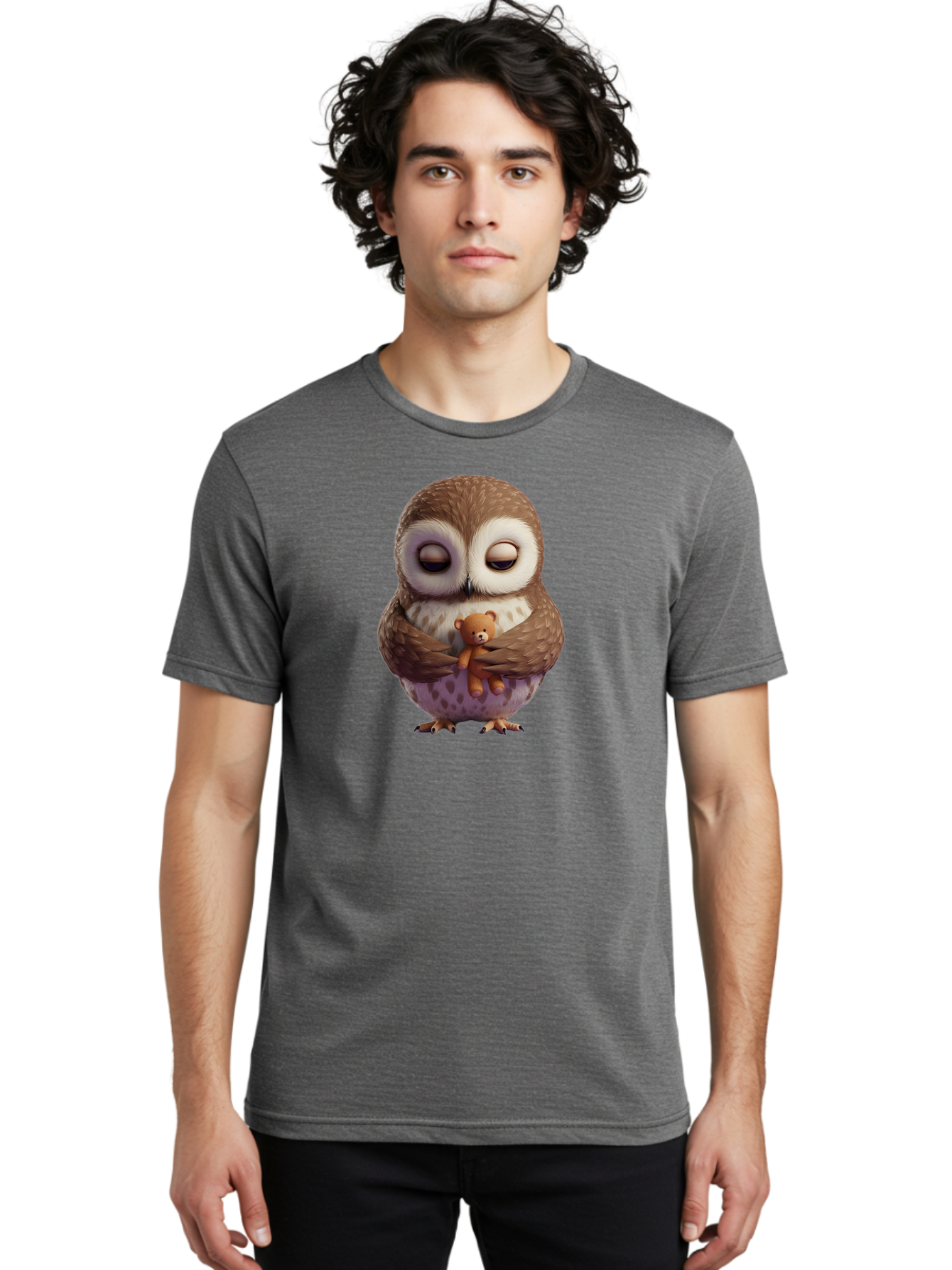 Owl-Hugging-Teddy-2 Men'S Graphic Tee, 100% Cotton, Comfortable Casual Summer Wear, Machine Washable, Vintage Camera, Old Camera, Antique Camera, Black Camera, Classic Photography, Photography Equipment, Nostalgic Device, Film Camera, Baf920