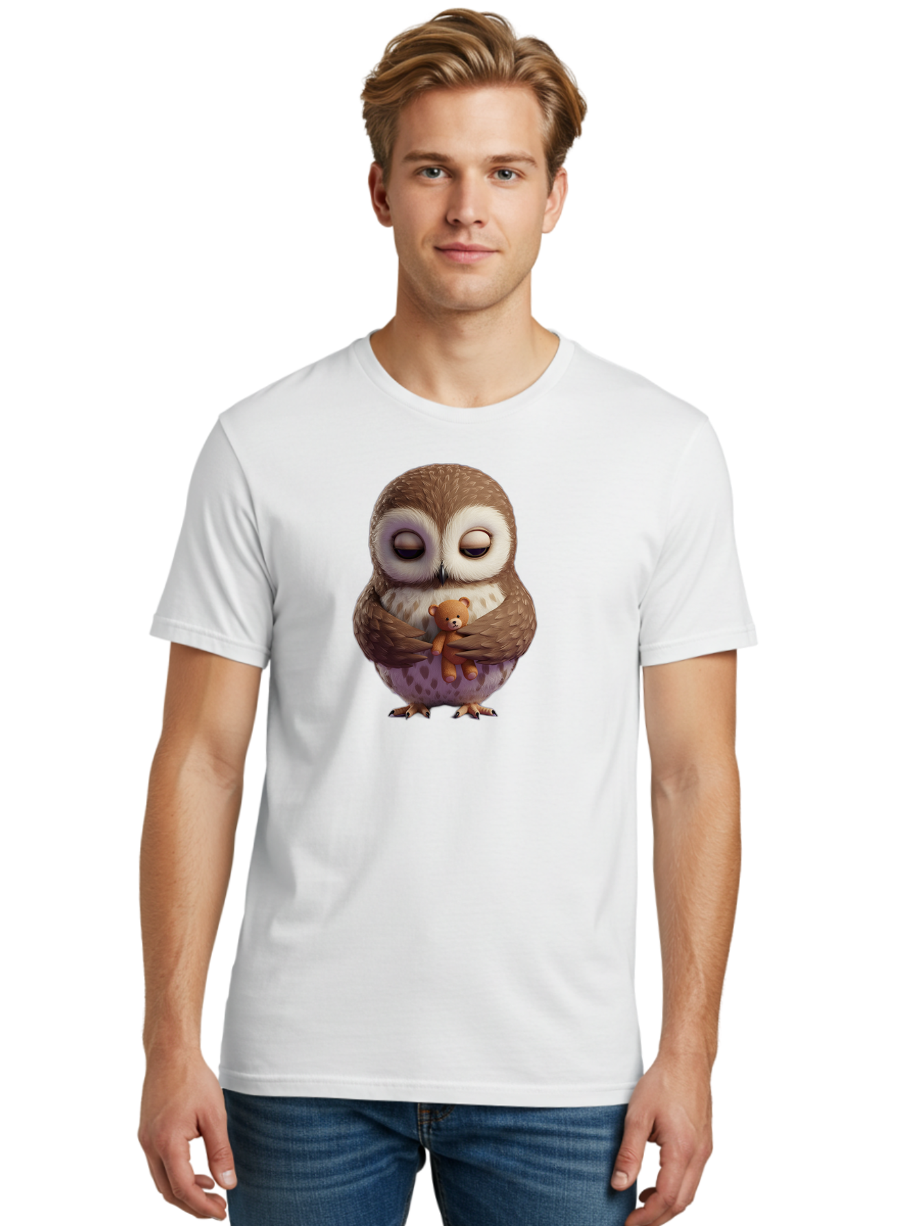 Owl-Hugging-Teddy-2 Men'S Graphic Tee, 100% Cotton, Comfortable Casual Summer Wear, Machine Washable, Vintage Camera, Old Camera, Antique Camera, Black Camera, Classic Photography, Photography Equipment, Nostalgic Device, Film Camera, Baf920
