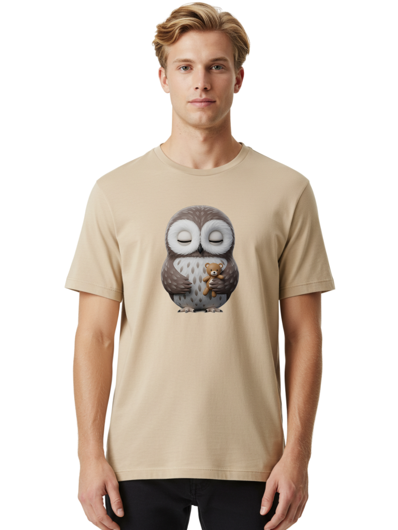Owl-Hugging-Teddy-3 Men'S Graphic Tee, 100% Cotton, Comfortable Casual Summer Wear, Machine Washable, Vintage Camera, Old Camera, Antique Camera, Black Camera, Classic Photography, Photography Equipment, Nostalgic Device, Film Camera, Baf921