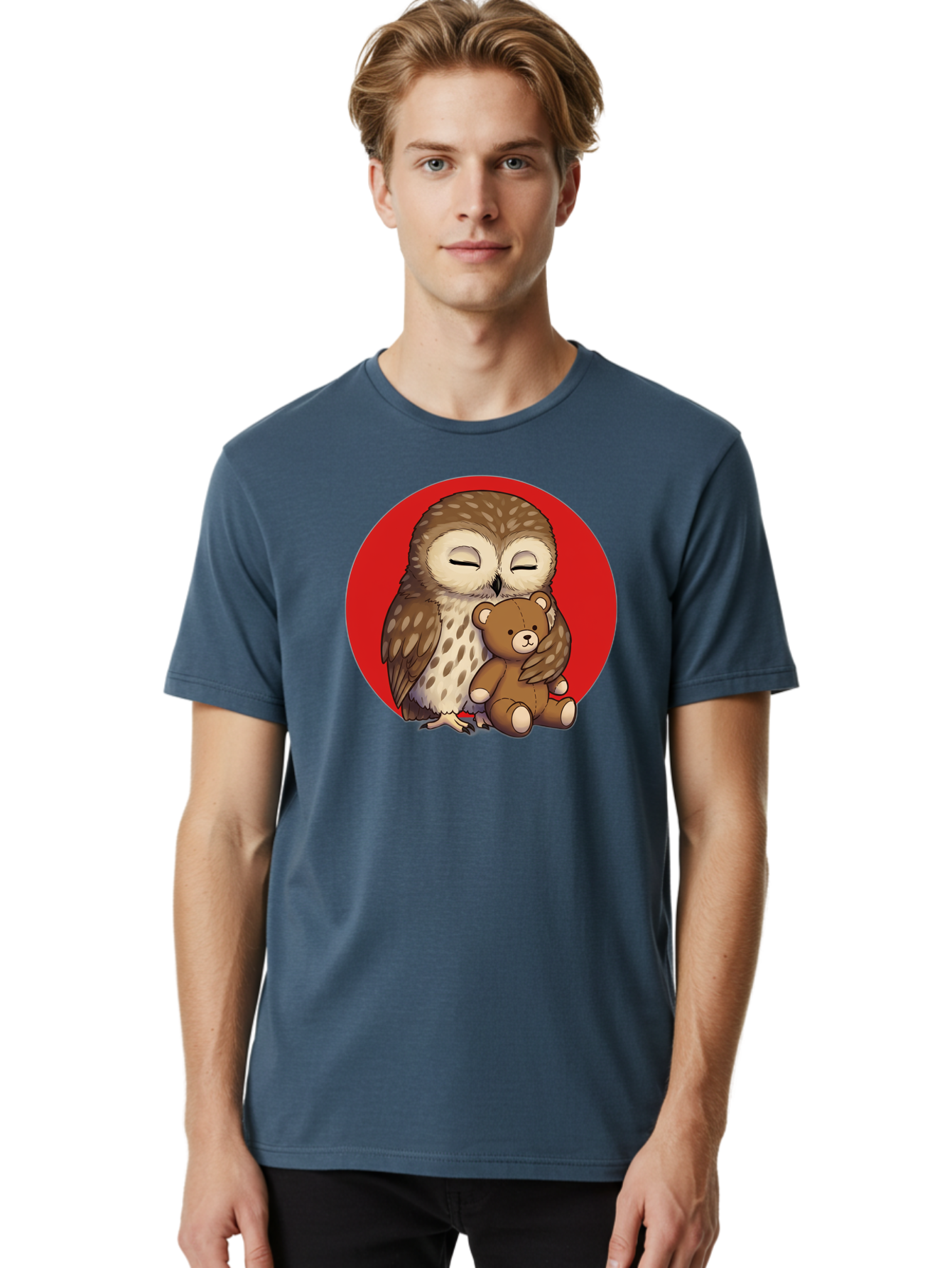 Owl-Hugging-Teddy-4 Men'S Graphic Tee, 100% Cotton, Comfortable Casual Summer Wear, Machine Washable, Vintage Camera, Old Camera, Antique Camera, Black Camera, Classic Photography, Photography Equipment, Nostalgic Device, Film Camera, Baf922