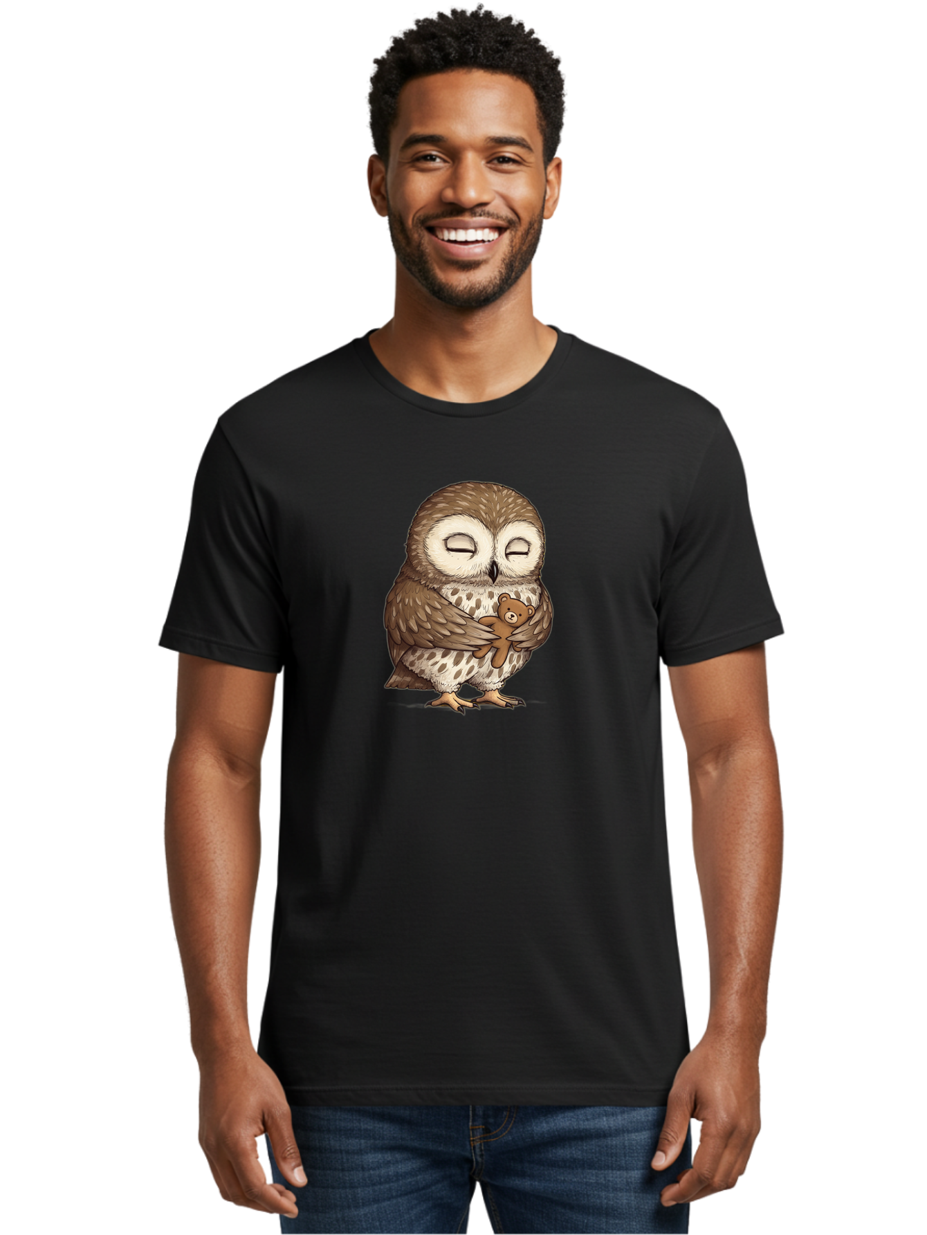 Owl-Hugging-Teddy-6 Men'S Graphic Tee, 100% Cotton, Comfortable Casual Summer Wear, Machine Washable, Vintage Camera, Old Camera, Antique Camera, Black Camera, Classic Photography, Photography Equipment, Nostalgic Device, Film Camera, Baf924