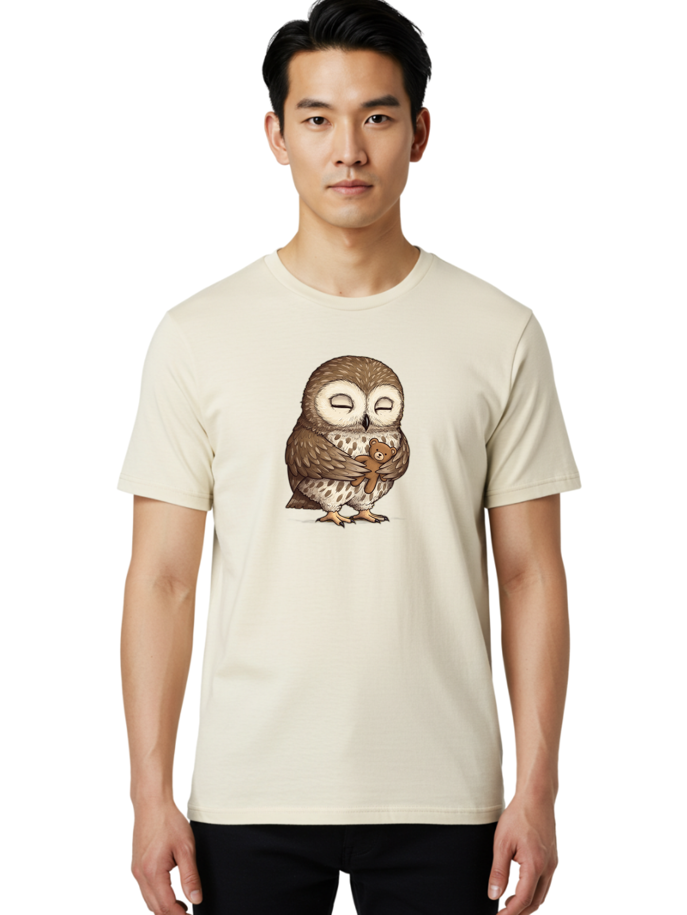 Owl-Hugging-Teddy-6 Men'S Graphic Tee, 100% Cotton, Comfortable Casual Summer Wear, Machine Washable, Vintage Camera, Old Camera, Antique Camera, Black Camera, Classic Photography, Photography Equipment, Nostalgic Device, Film Camera, Baf924