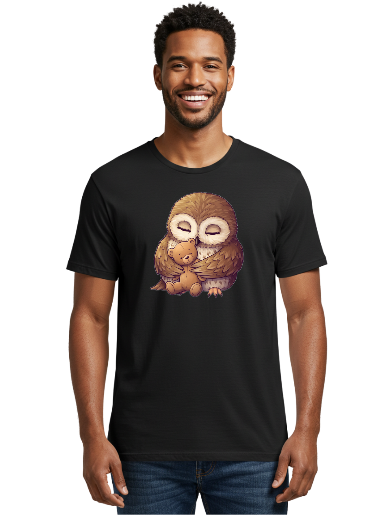 Owl-Hugging-Teddy-7 Men'S Graphic Tee, 100% Cotton, Comfortable Casual Summer Wear, Machine Washable, Vintage Camera, Old Camera, Antique Camera, Black Camera, Classic Photography, Photography Equipment, Nostalgic Device, Film Camera, Baf925