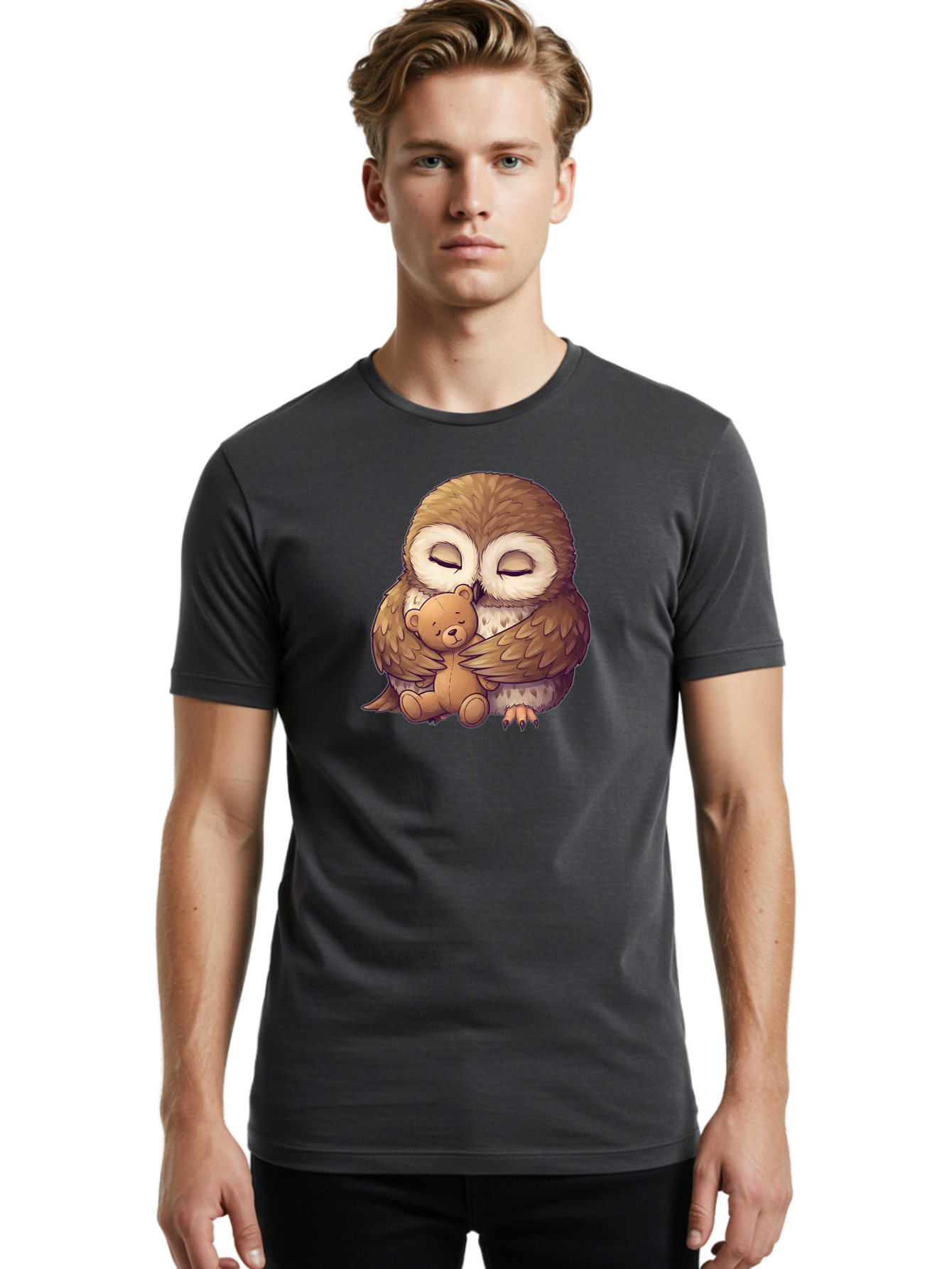 Owl-Hugging-Teddy-7 Men'S Graphic Tee, 100% Cotton, Comfortable Casual Summer Wear, Machine Washable, Vintage Camera, Old Camera, Antique Camera, Black Camera, Classic Photography, Photography Equipment, Nostalgic Device, Film Camera, Baf925