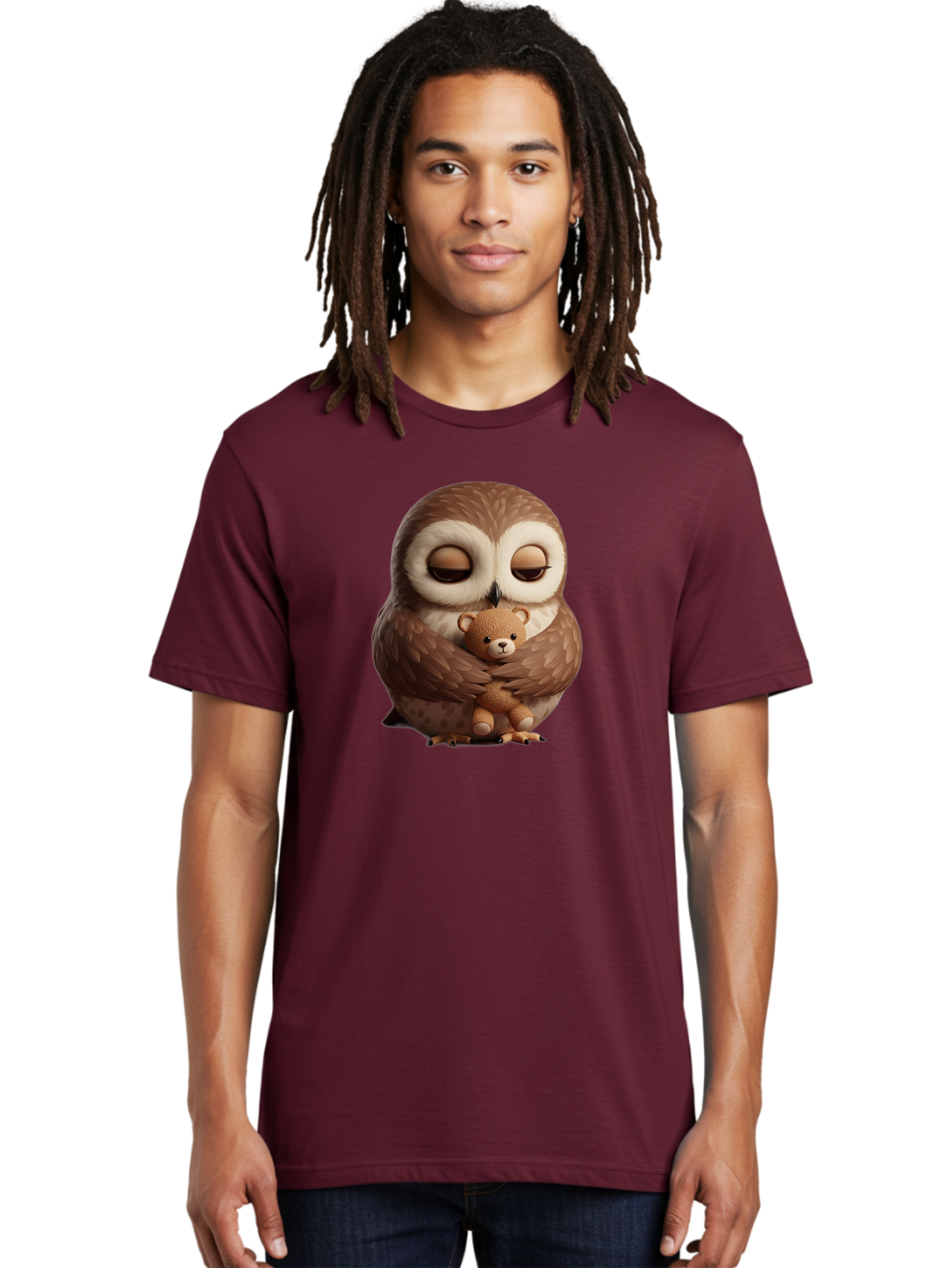 Owl-Hugging-Teddy-Bear-2 Men'S Graphic Tee, 100% Cotton, Comfortable Casual Summer Wear, Machine Washable, Vintage Camera, Old Camera, Antique Camera, Black Camera, Classic Photography, Photography Equipment, Nostalgic Device, Film Camera, Baf927