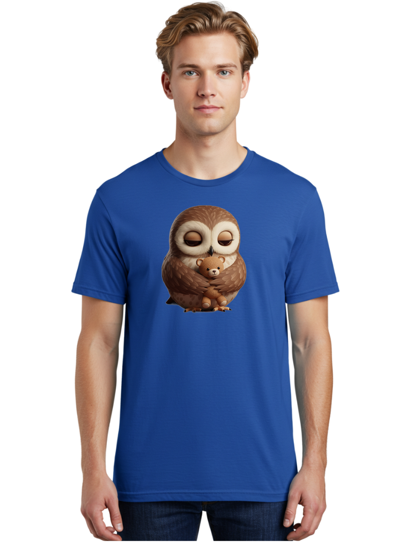 Owl-Hugging-Teddy-Bear-2 Men'S Graphic Tee, 100% Cotton, Comfortable Casual Summer Wear, Machine Washable, Vintage Camera, Old Camera, Antique Camera, Black Camera, Classic Photography, Photography Equipment, Nostalgic Device, Film Camera, Baf927