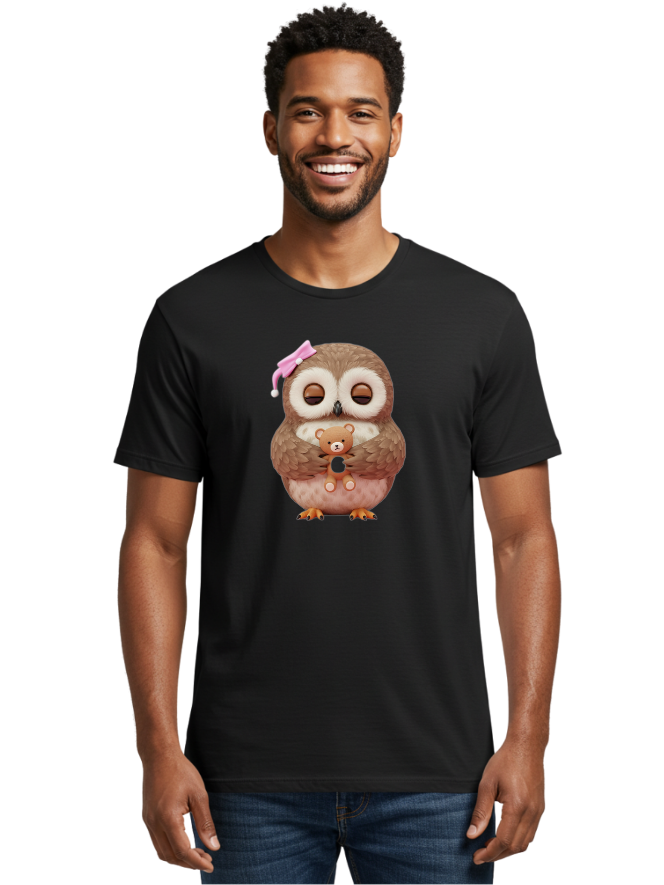 Owl-Hugging-Teddy-Bear Men'S Graphic Tee, 100% Cotton, Comfortable Casual Summer Wear, Machine Washable, Vintage Camera, Old Camera, Antique Camera, Black Camera, Classic Photography, Photography Equipment, Nostalgic Device, Film Camera, Baf928