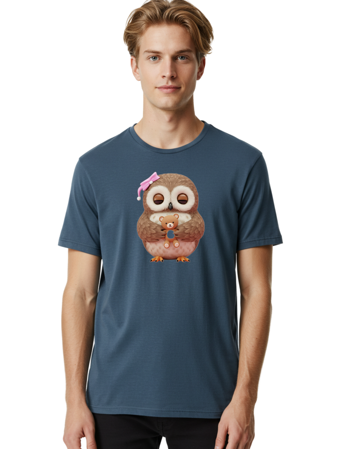Owl-Hugging-Teddy-Bear Men'S Graphic Tee, 100% Cotton, Comfortable Casual Summer Wear, Machine Washable, Vintage Camera, Old Camera, Antique Camera, Black Camera, Classic Photography, Photography Equipment, Nostalgic Device, Film Camera, Baf928