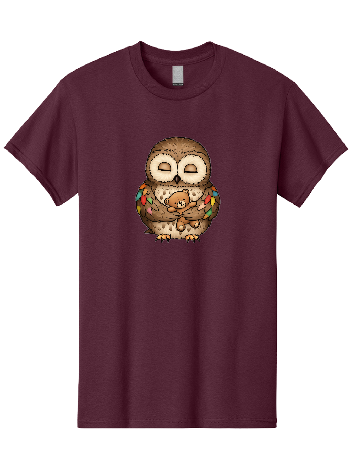 Owl-Hugging-Teddy Men'S Graphic Tee, 100% Cotton, Comfortable Casual Summer Wear, Machine Washable, Vintage Camera, Old Camera, Antique Camera, Black Camera, Classic Photography, Photography Equipment, Nostalgic Device, Film Camera, Camera Art Baf929