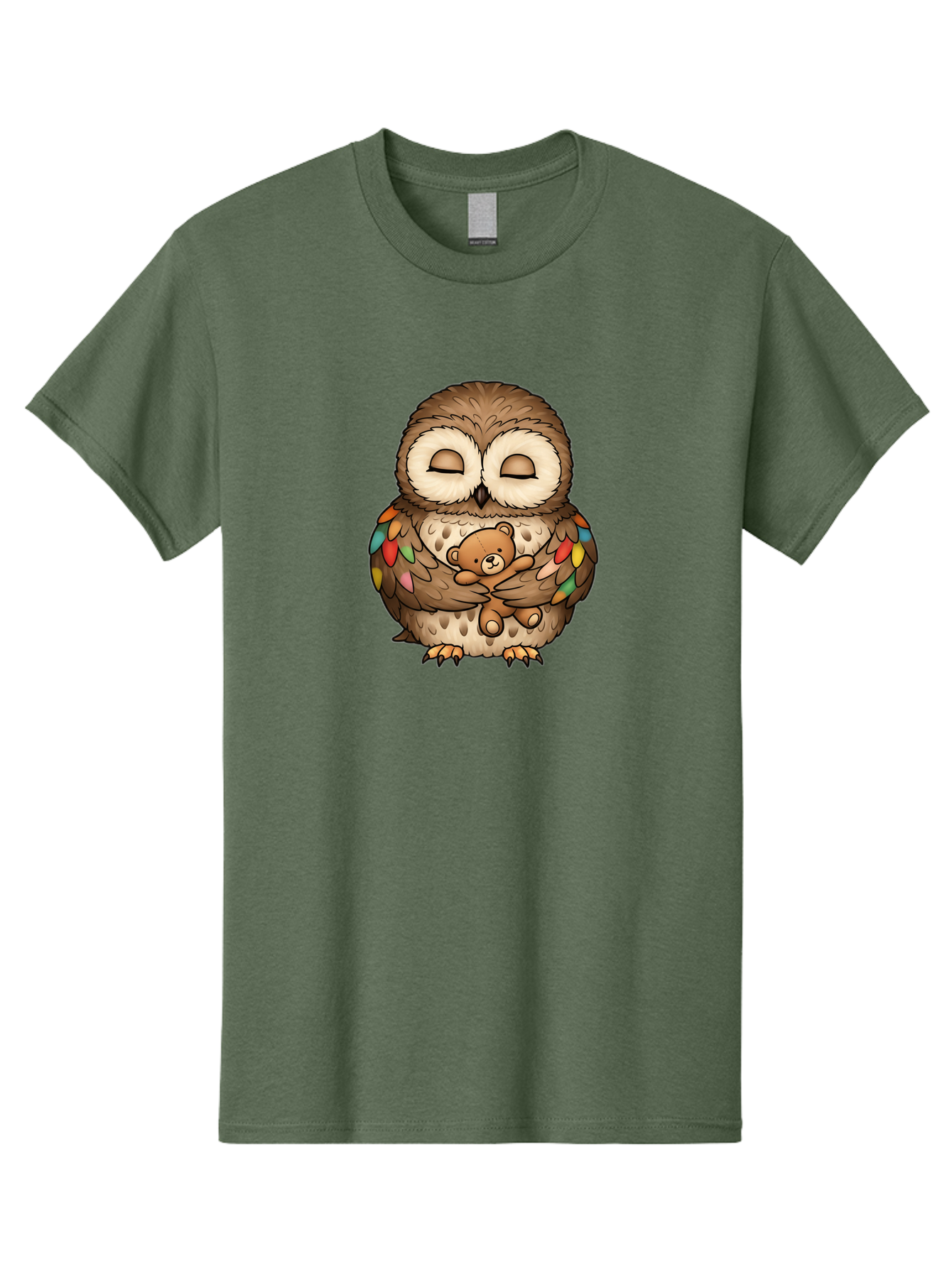 Owl-Hugging-Teddy Men'S Graphic Tee, 100% Cotton, Comfortable Casual Summer Wear, Machine Washable, Vintage Camera, Old Camera, Antique Camera, Black Camera, Classic Photography, Photography Equipment, Nostalgic Device, Film Camera, Camera Art Baf929