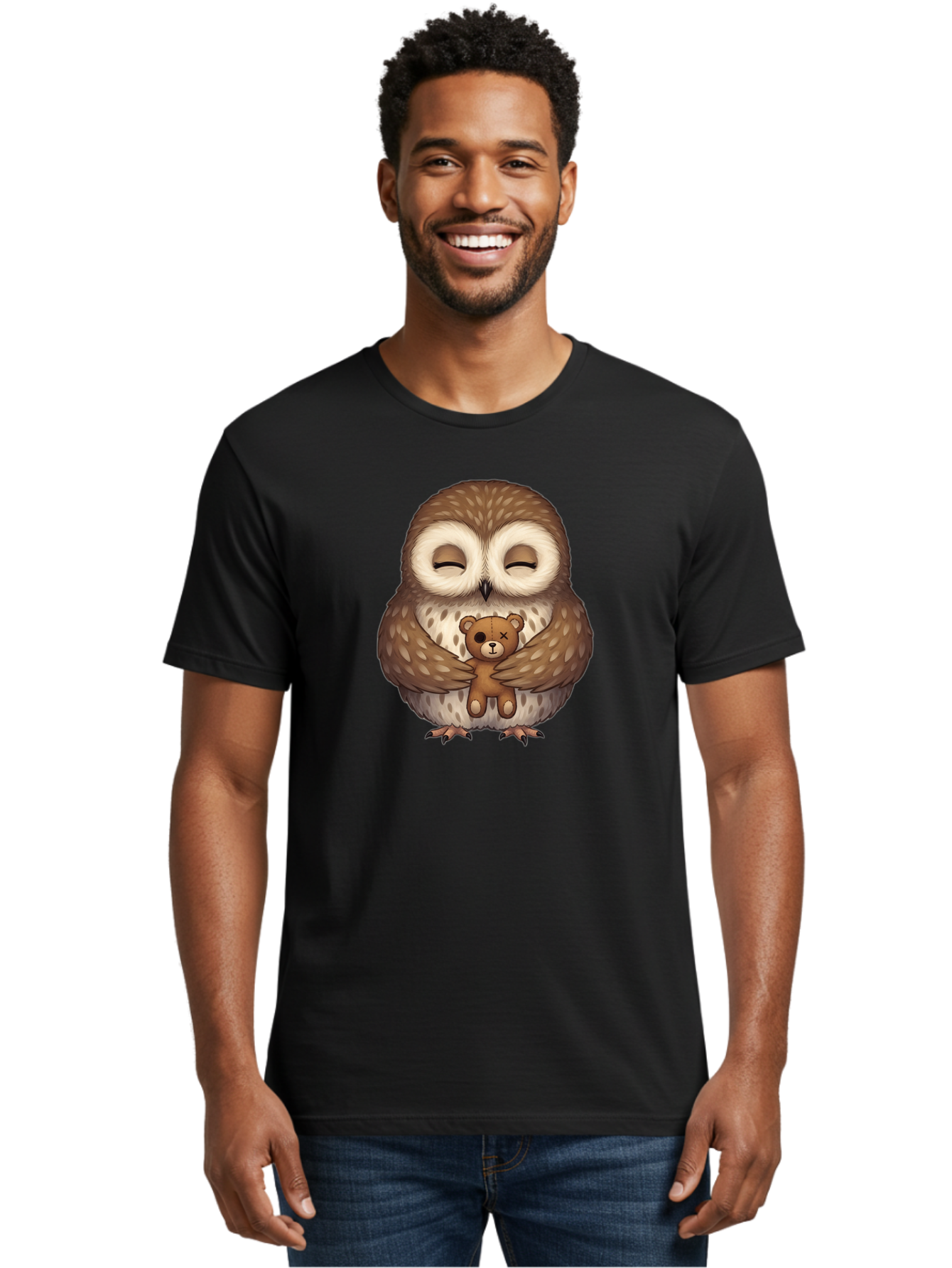 Owl-Hugging-Voodoo-Teddy Men'S Graphic Tee, 100% Cotton, Comfortable Casual Summer Wear, Machine Washable, Vintage Camera, Old Camera, Antique Camera, Black Camera, Classic Photography, Photography Equipment, Nostalgic Device, Film Camera, Baf930