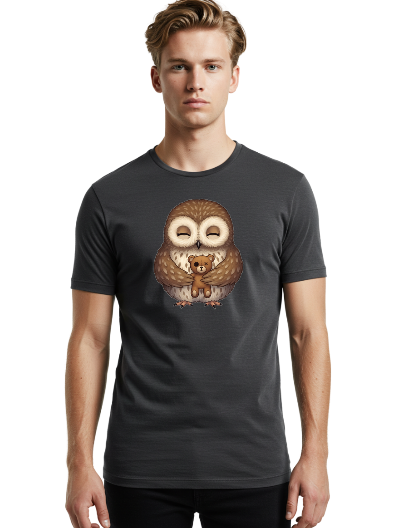 Owl-Hugging-Voodoo-Teddy Men'S Graphic Tee, 100% Cotton, Comfortable Casual Summer Wear, Machine Washable, Vintage Camera, Old Camera, Antique Camera, Black Camera, Classic Photography, Photography Equipment, Nostalgic Device, Film Camera, Baf930