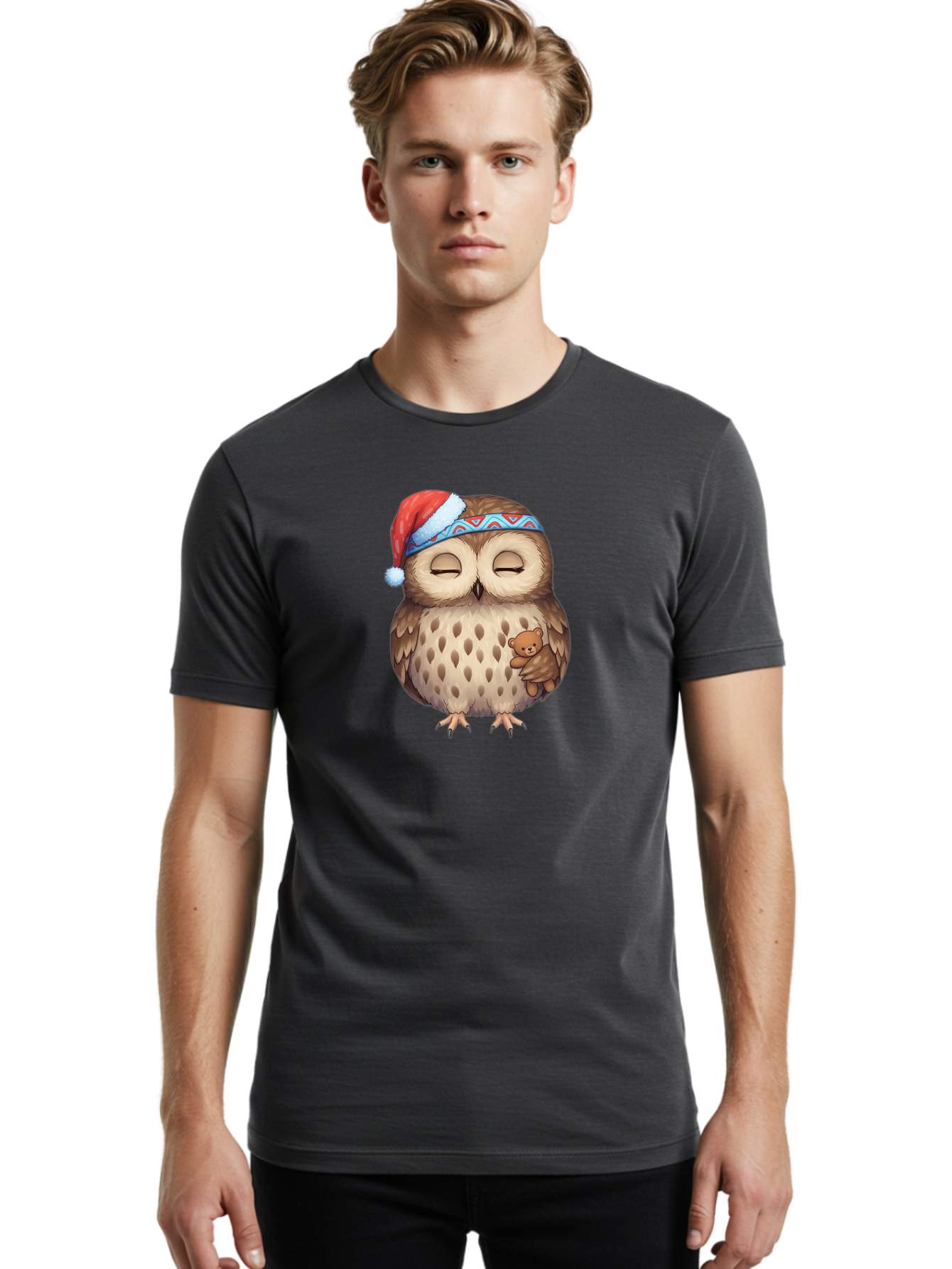 Owl-With-Santa-Hat Men'S Graphic Tee, 100% Cotton, Comfortable Casual Summer Wear, Machine Washable, Vintage Camera, Old Camera, Antique Camera, Black Camera, Classic Photography, Photography Equipment, Nostalgic Device, Film Camera, Baf934