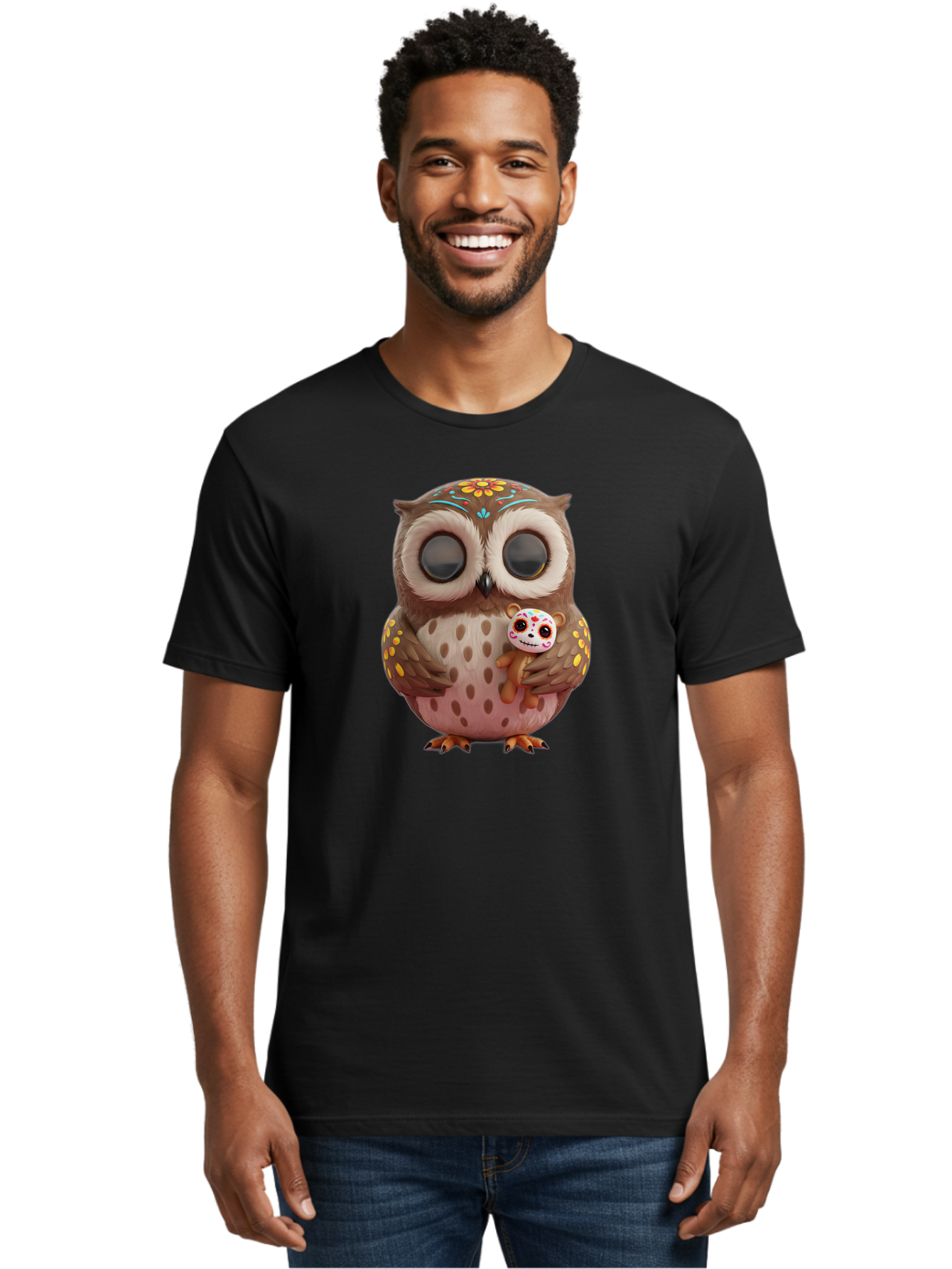 Owl-With-Sugar-Skull-Teddy-Bear Men'S Graphic Tee, 100% Cotton, Comfortable Casual Summer Wear, Machine Washable, Vintage Camera, Old Camera, Antique Camera, Black Camera, Classic Photography, Photography Equipment, Nostalgic Device, Baf935