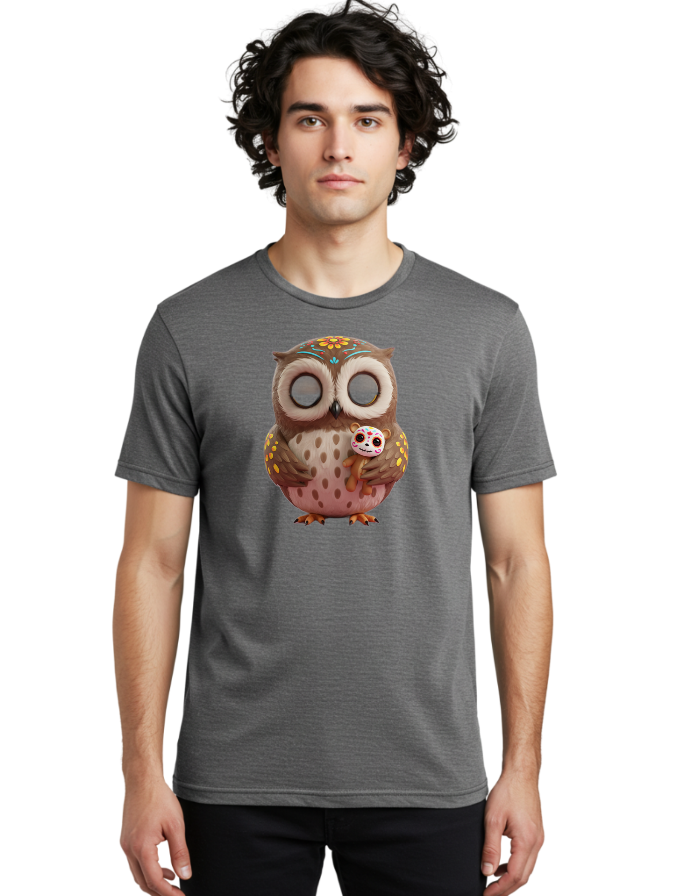 Owl-With-Sugar-Skull-Teddy-Bear Men'S Graphic Tee, 100% Cotton, Comfortable Casual Summer Wear, Machine Washable, Vintage Camera, Old Camera, Antique Camera, Black Camera, Classic Photography, Photography Equipment, Nostalgic Device, Baf935