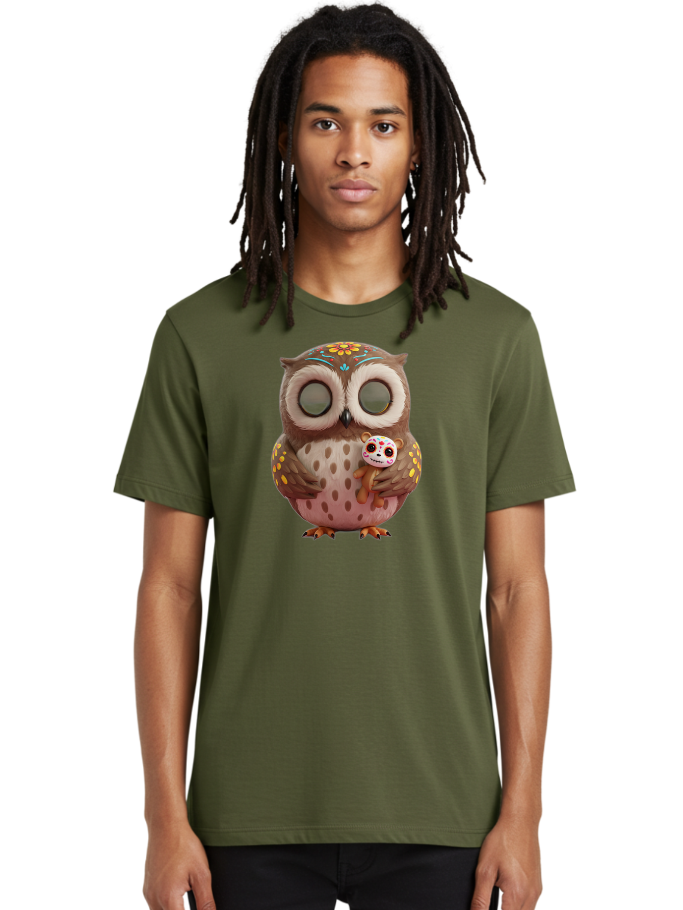 Owl-With-Sugar-Skull-Teddy-Bear Men'S Graphic Tee, 100% Cotton, Comfortable Casual Summer Wear, Machine Washable, Vintage Camera, Old Camera, Antique Camera, Black Camera, Classic Photography, Photography Equipment, Nostalgic Device, Baf935