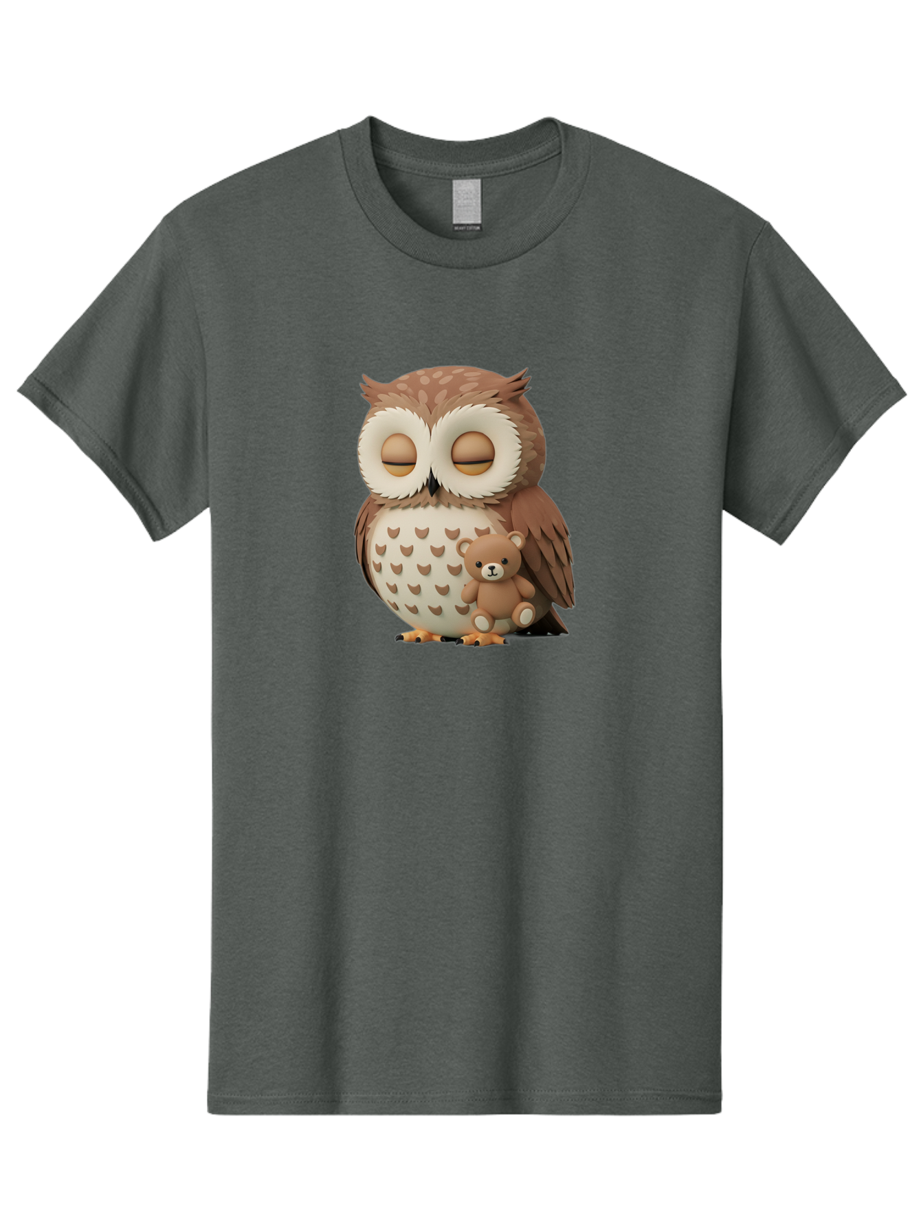 Owl-With-Teddy-1 Men'S Graphic Tee, 100% Cotton, Comfortable Casual Summer Wear, Machine Washable, Vintage Camera, Old Camera, Antique Camera, Black Camera, Classic Photography, Photography Equipment, Nostalgic Device, Film Camera, Camera Art Baf936